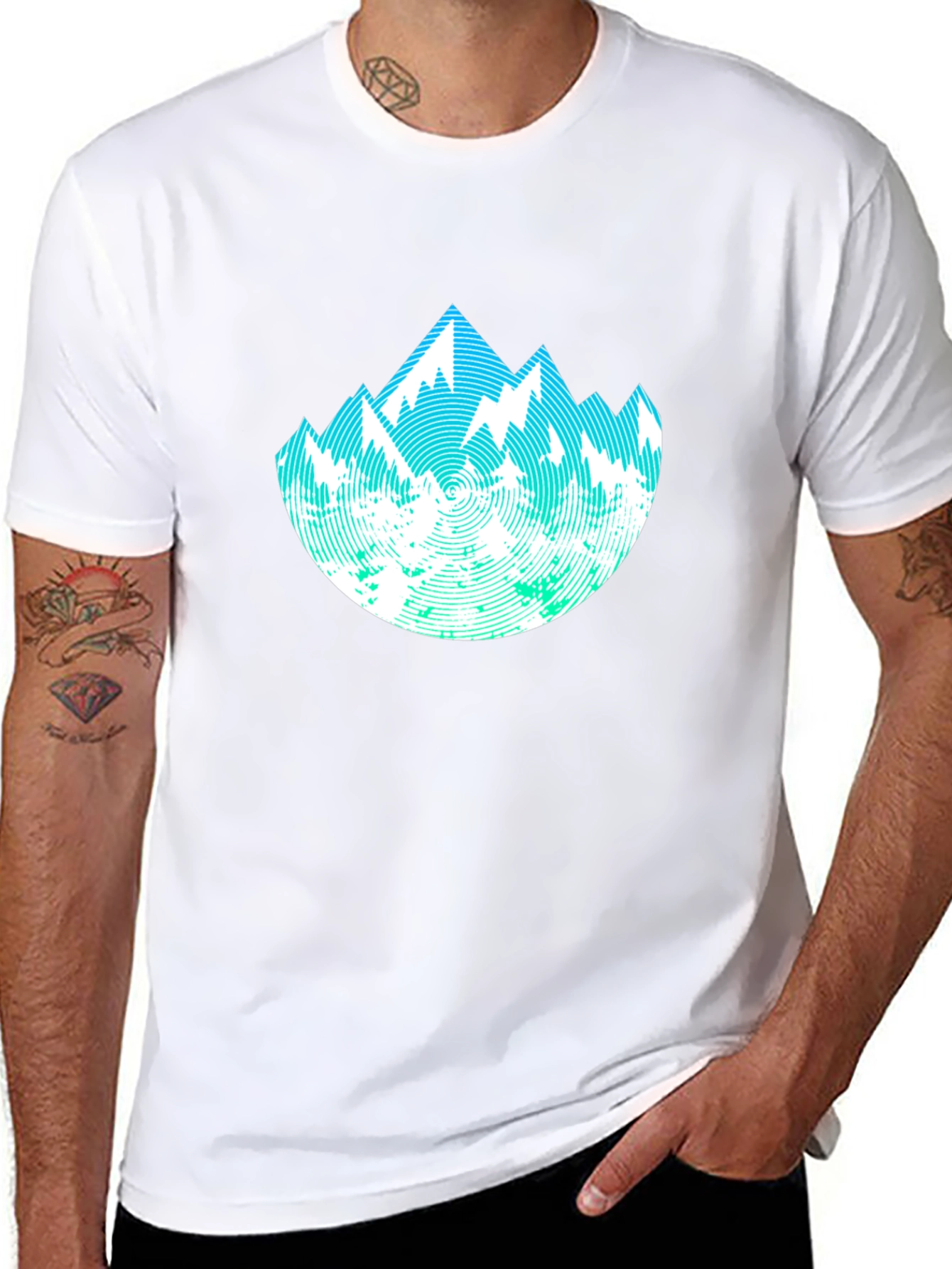 Abstract Mountain Graphic Tee - Black