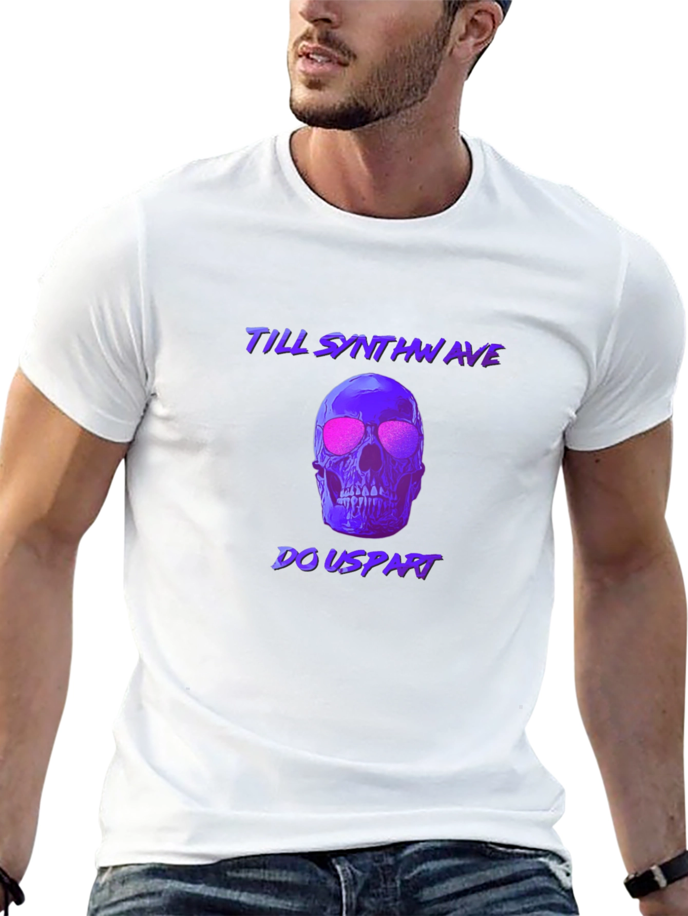 Synthwave Skull T-Shirt - Till Synthwave Do Us Part