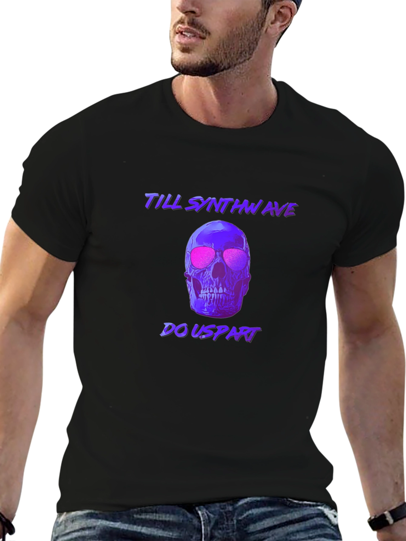 Synthwave Skull T-Shirt - Till Synthwave Do Us Part