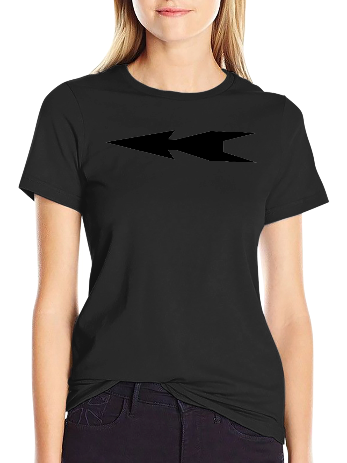 Sleek Black Graphic Tee - Double Arrow Design
