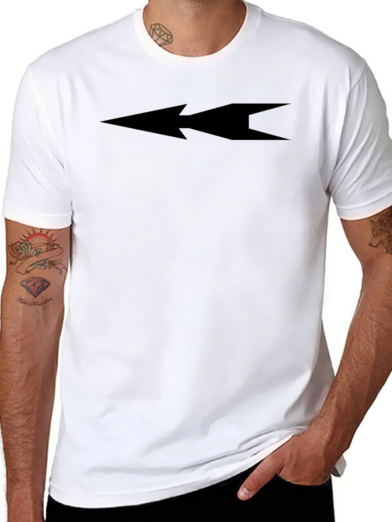 Sleek Black Graphic Tee - Double Arrow Design