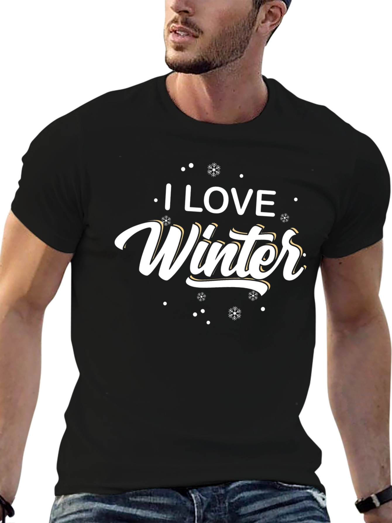 I Love Winter Black Graphic T-Shirt
