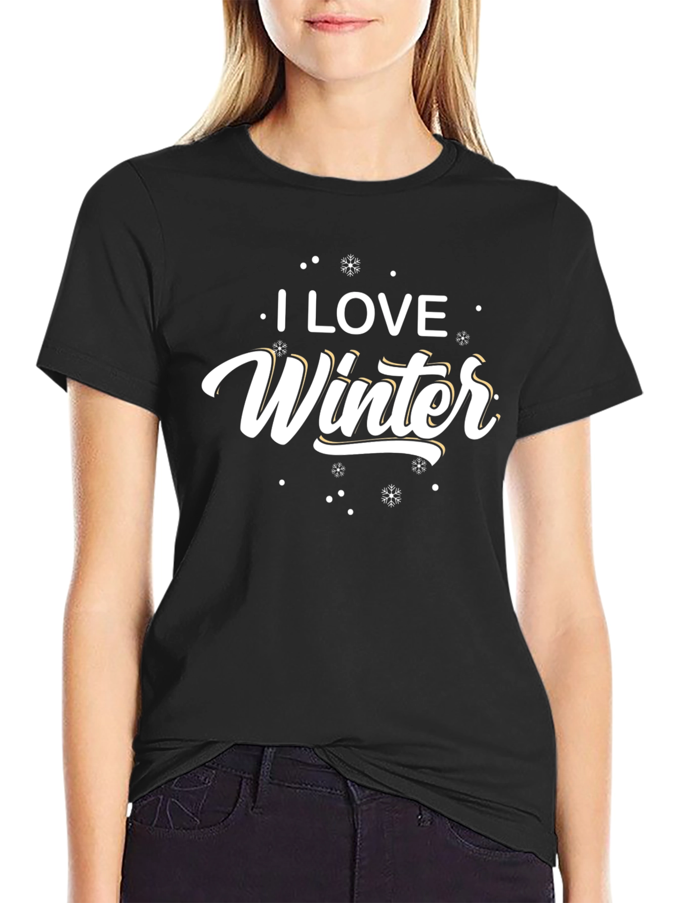 I Love Winter Black Graphic T-Shirt