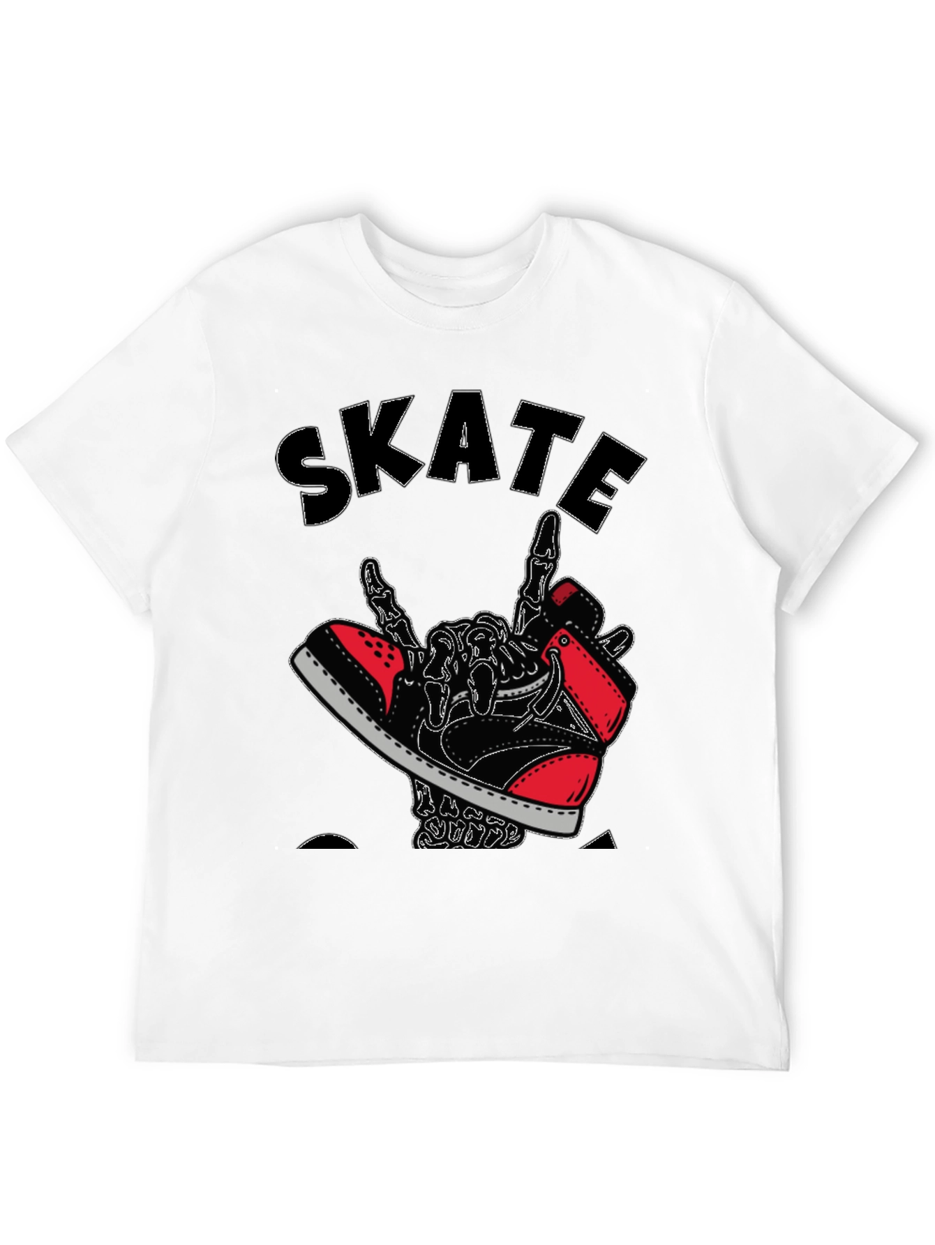 Skateboarding Skeleton Sneaker Graphic Tee - Black