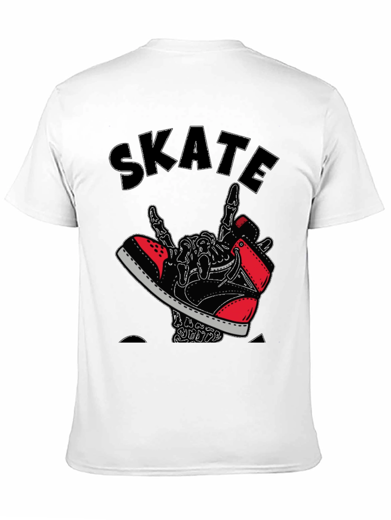 Skateboarding Skeleton Sneaker Graphic Tee - Black