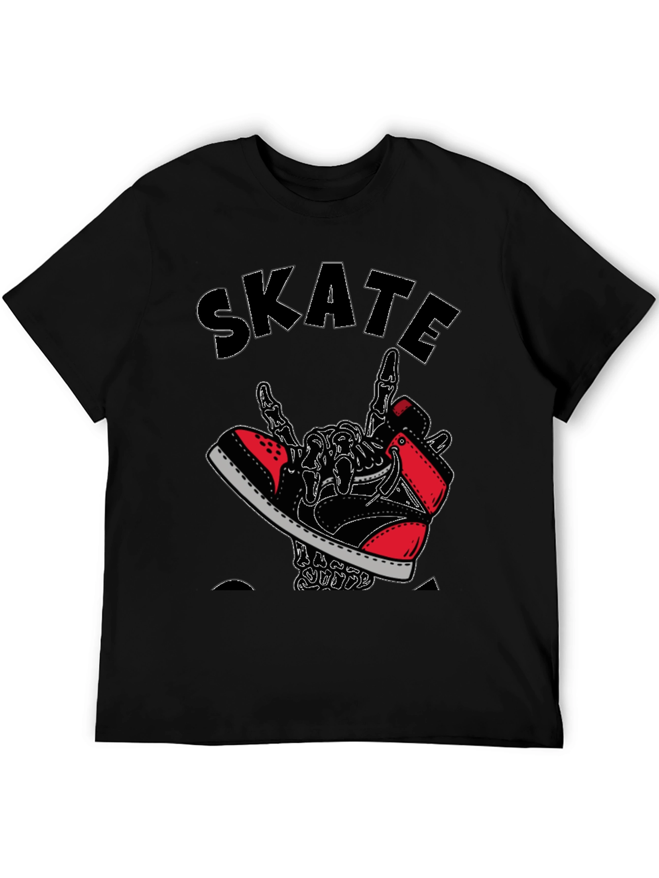 Skateboarding Skeleton Sneaker Graphic Tee - Black