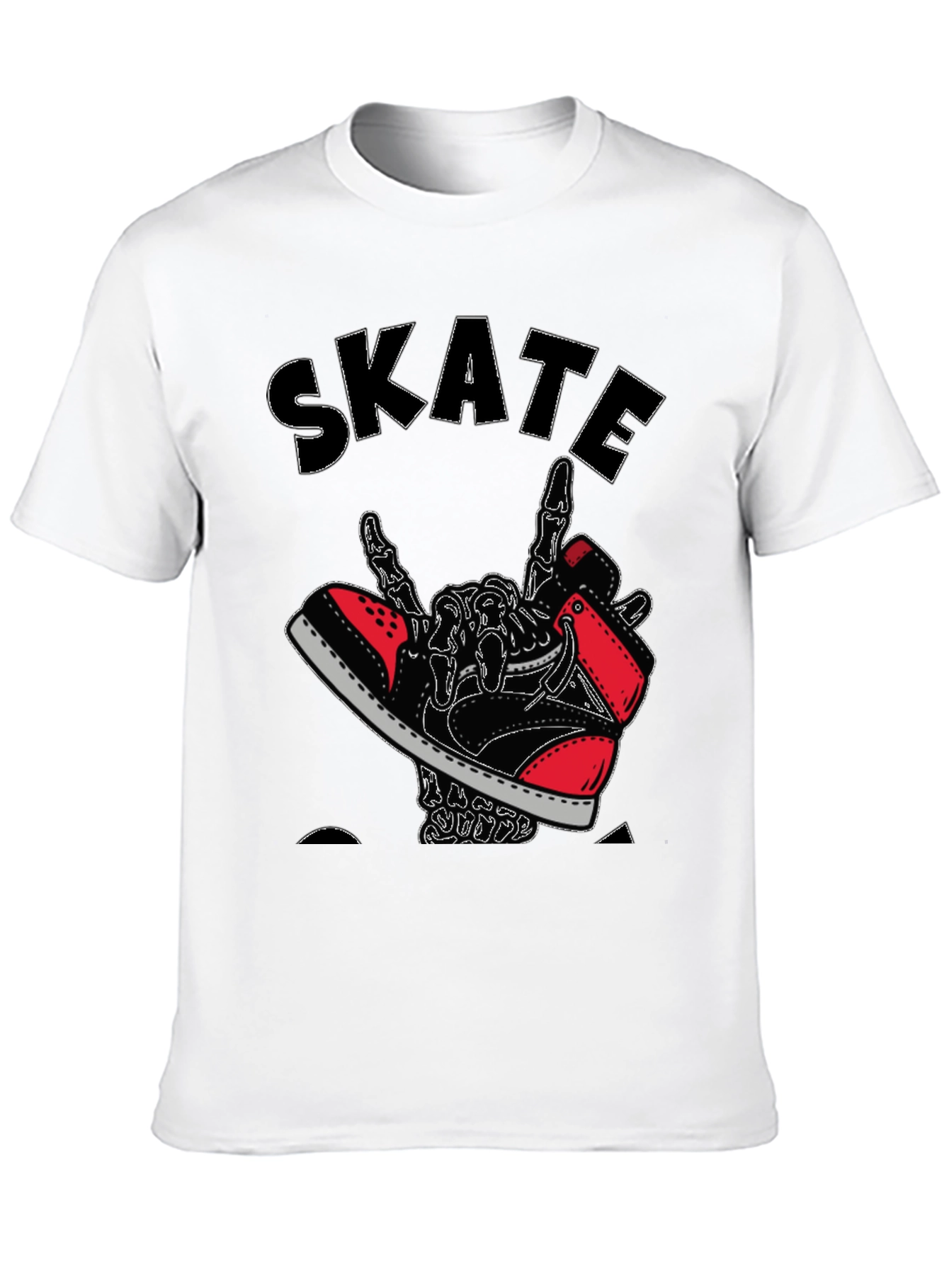 Skateboarding Skeleton Sneaker Graphic Tee - Black