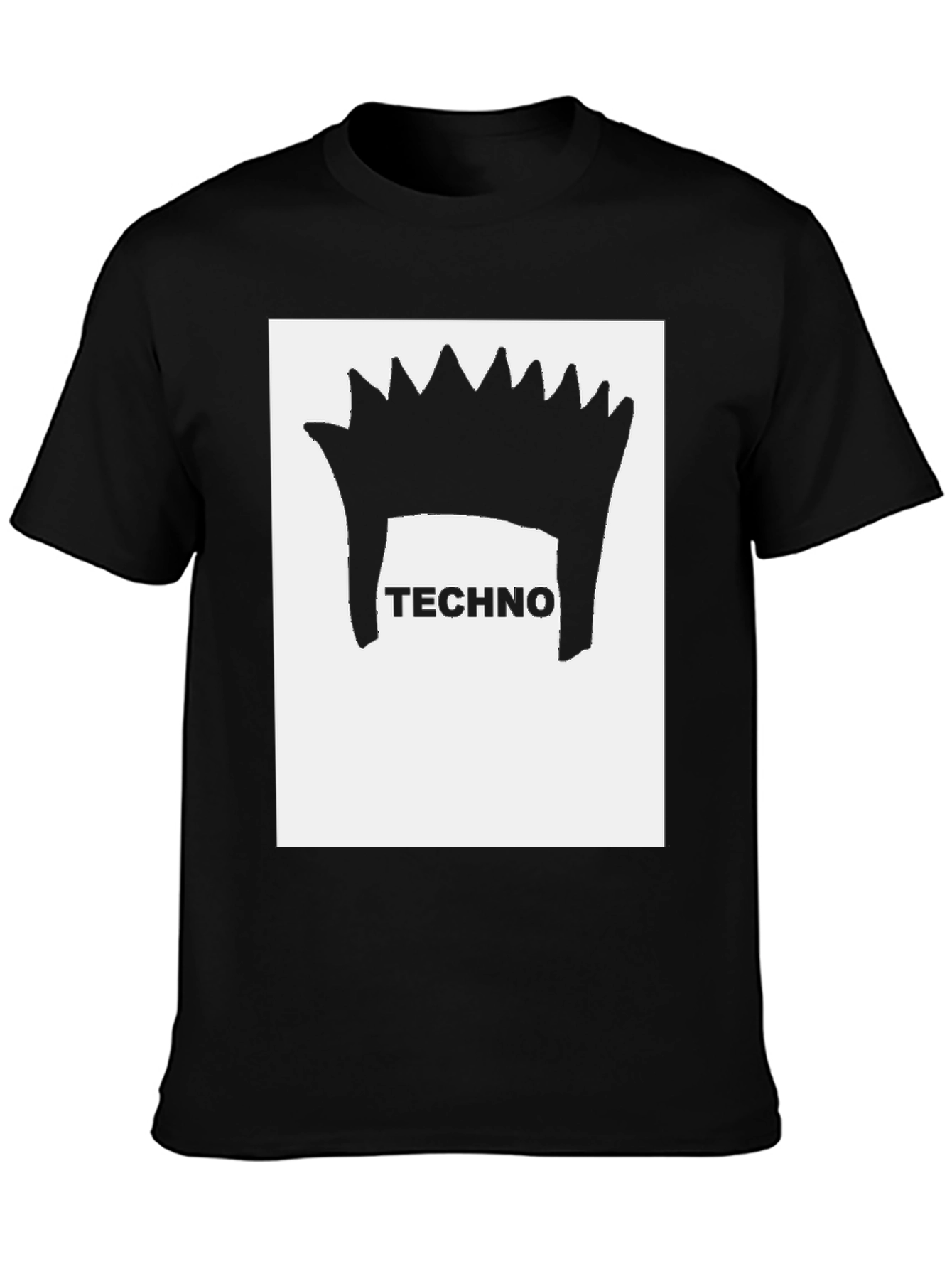 Techno Hair Graphic Tee - Black Cotton T-Shirt