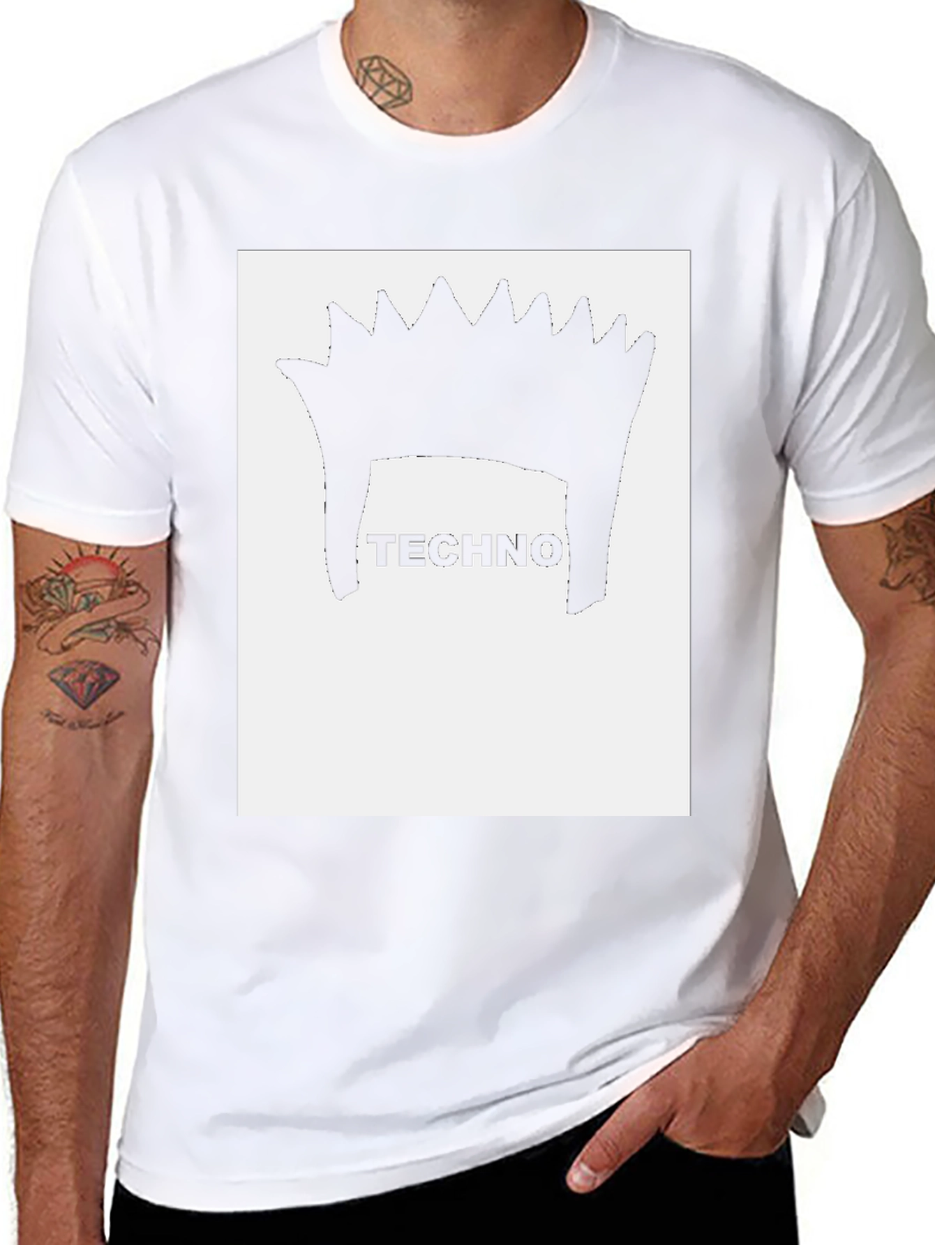 Techno Hair Graphic Tee - Black Cotton T-Shirt