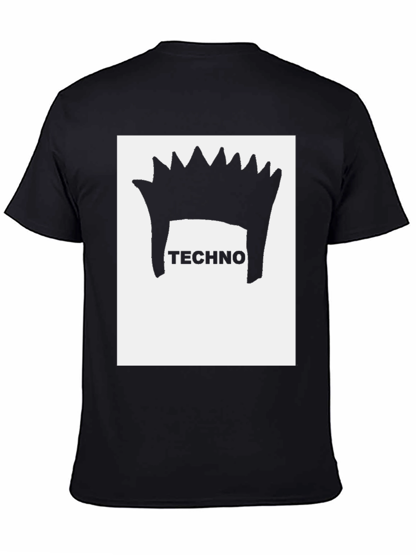 Techno Hair Graphic Tee - Black Cotton T-Shirt
