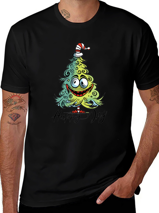 Funny Christmas Tree Graphic Tee - Happy Day Shirt