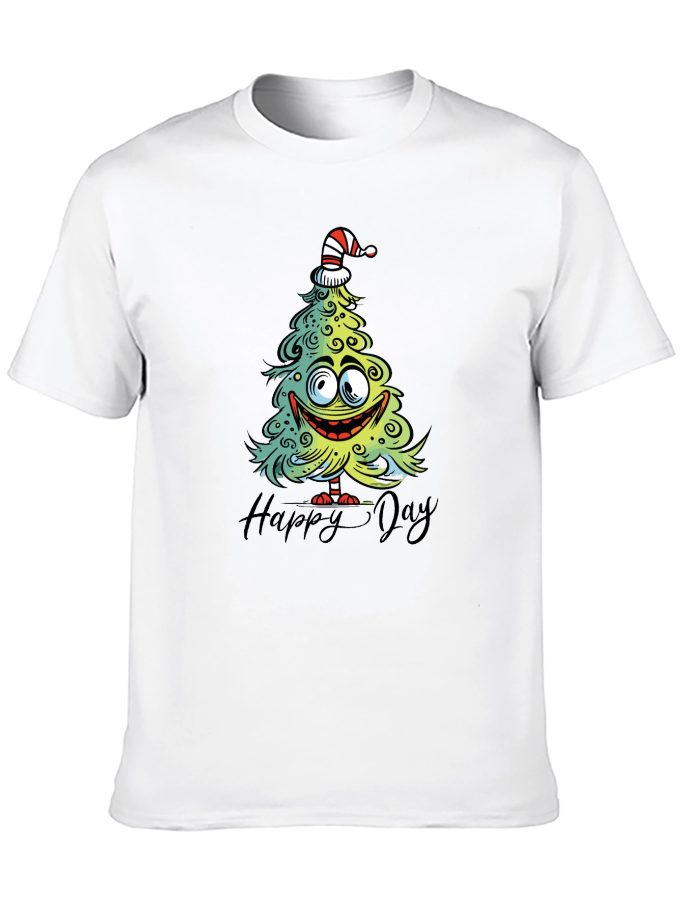 Funny Christmas Tree Graphic Tee - Happy Day Shirt