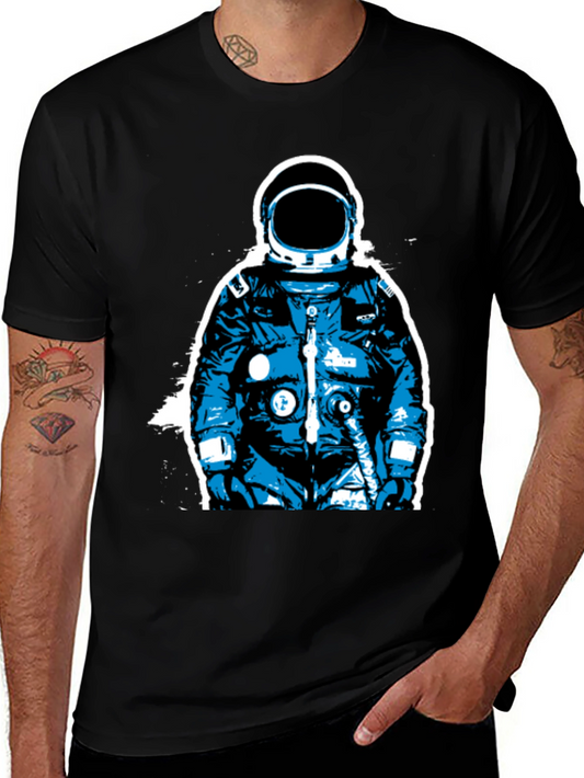 Astronaut Graphic Print Black T-Shirt
