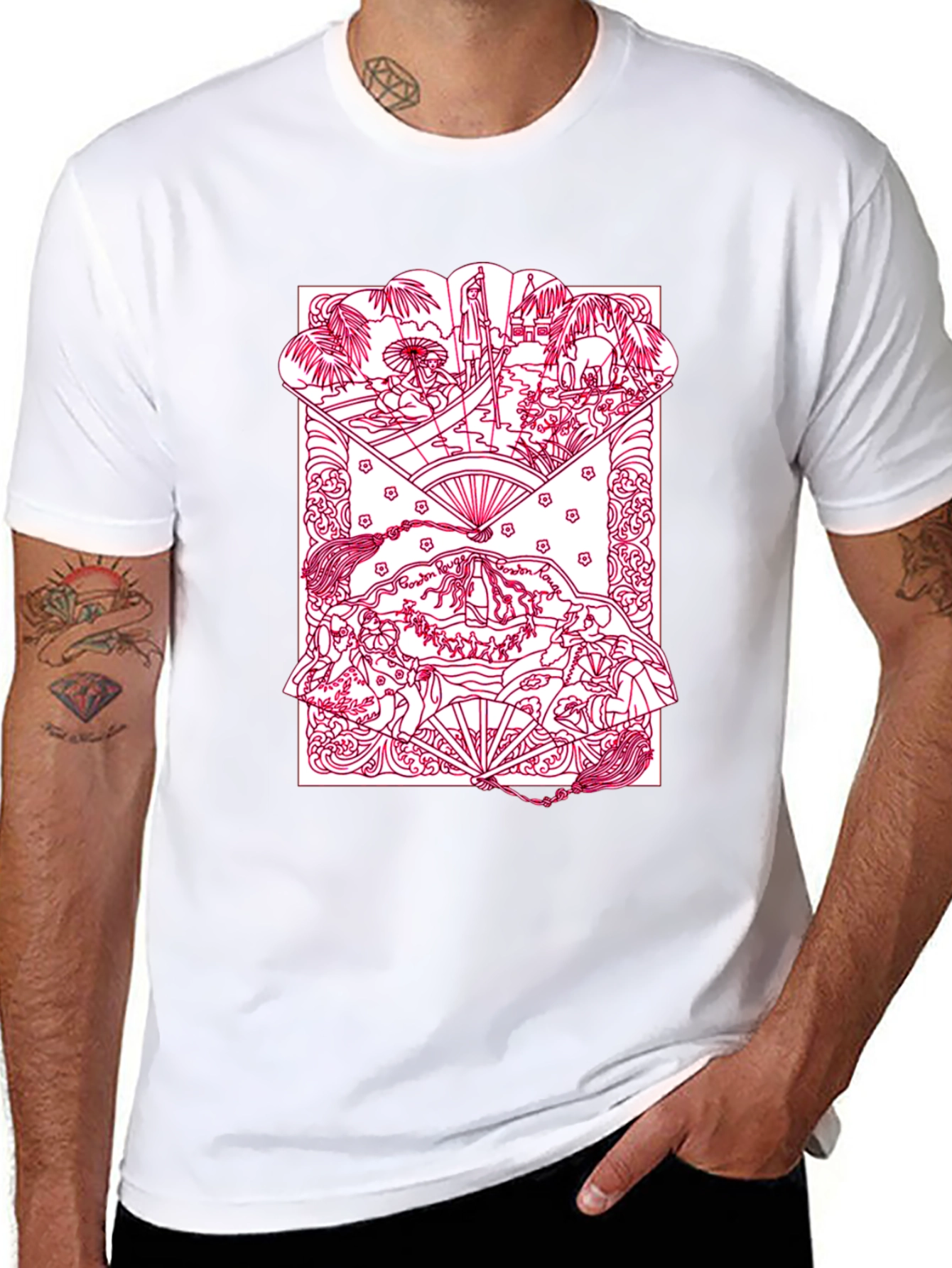 Artistic Graphic Print Crew Neck T-Shirt