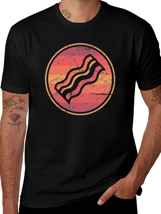 Retro Bacon Graphic Tee - Black Unisex T-Shirt