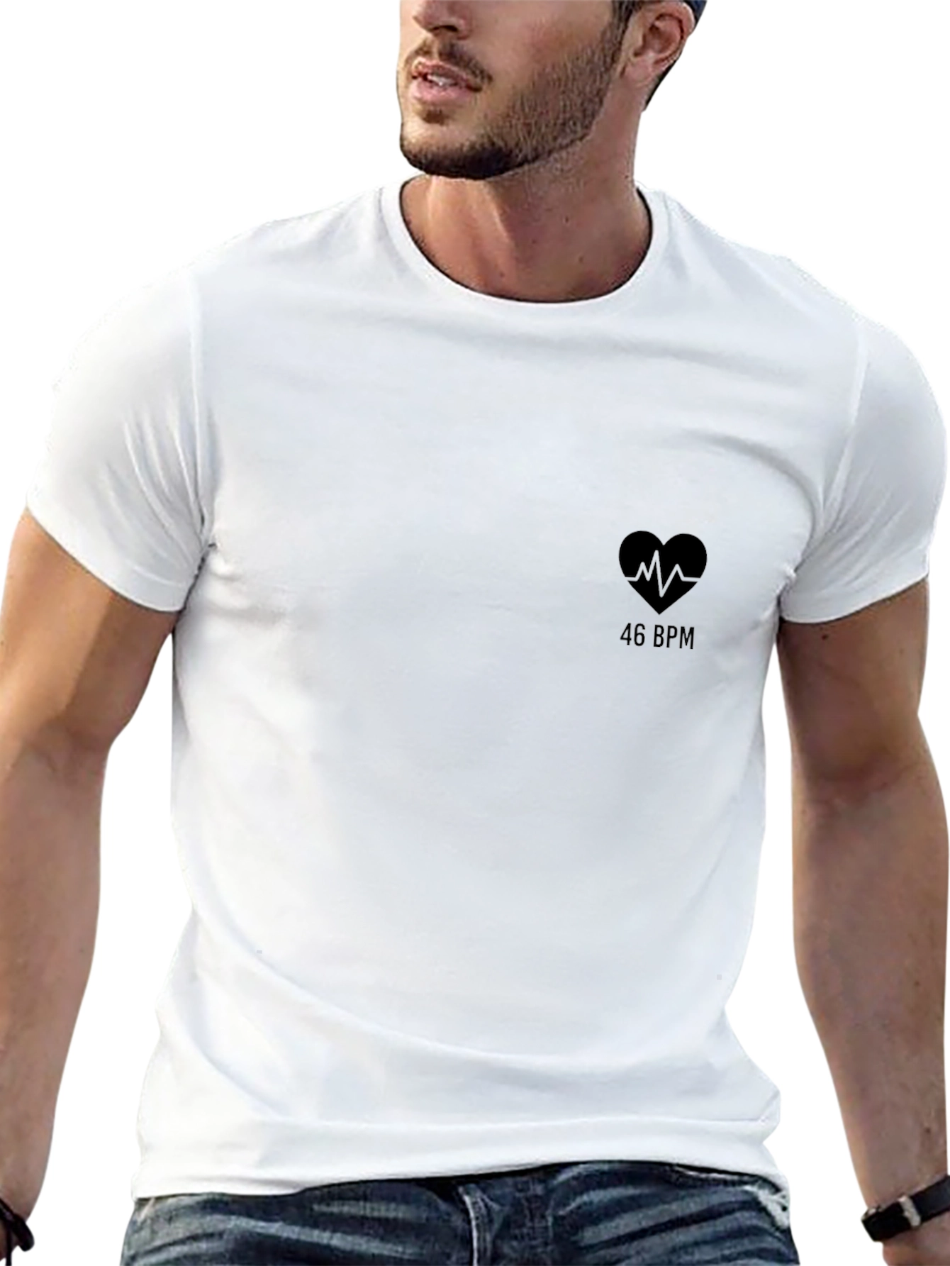 Heartbeat 46 BPM Graphic Tee - Black Cotton T-Shirt