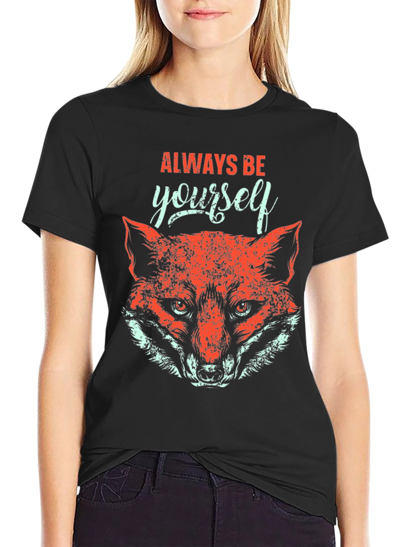 Always Be Yourself Fox Graphic Tee - Black