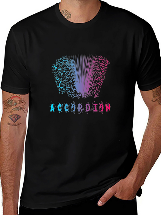 Accordion Graphic Print Black T-Shirt