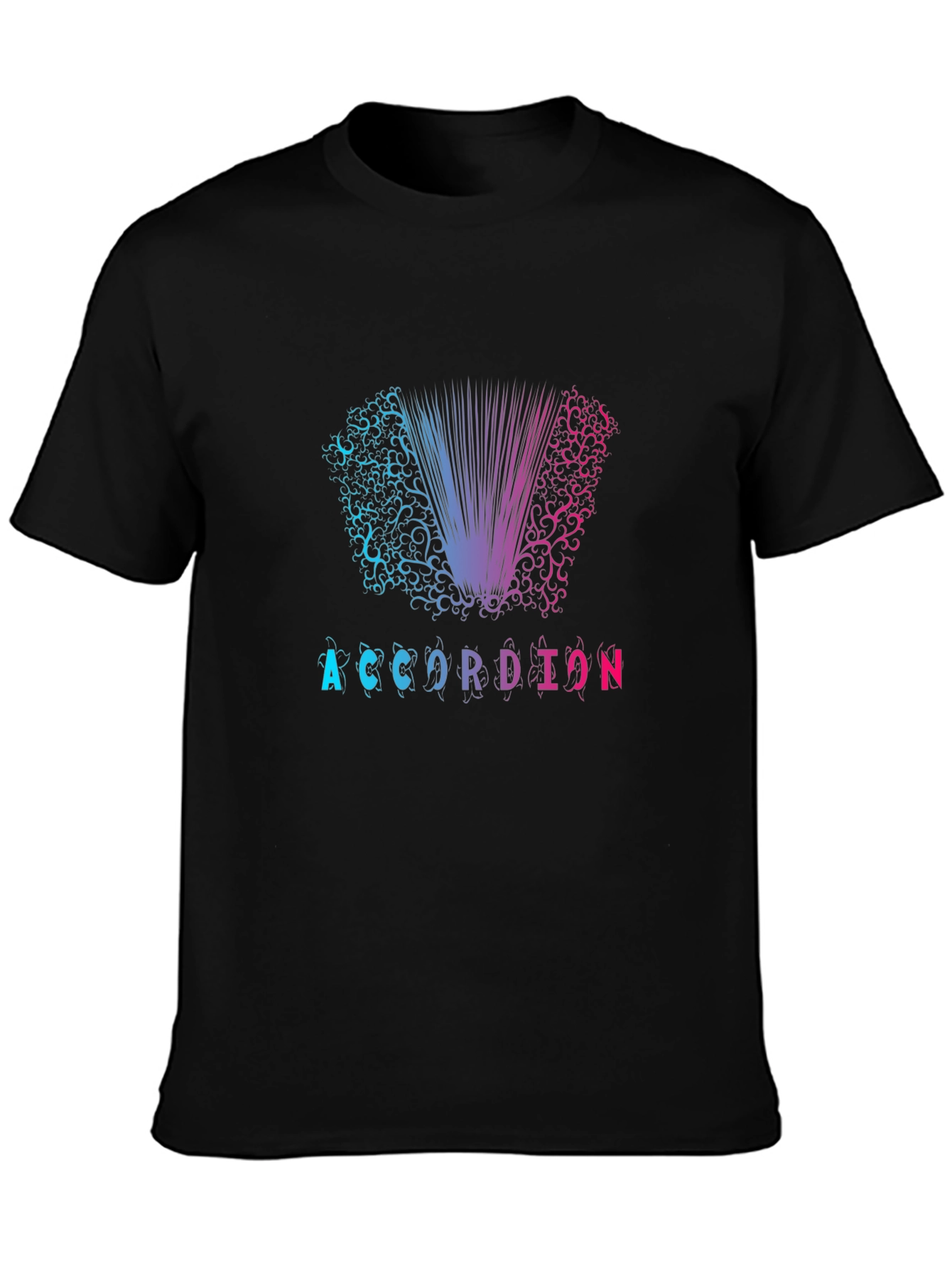 Accordion Graphic Print Black T-Shirt