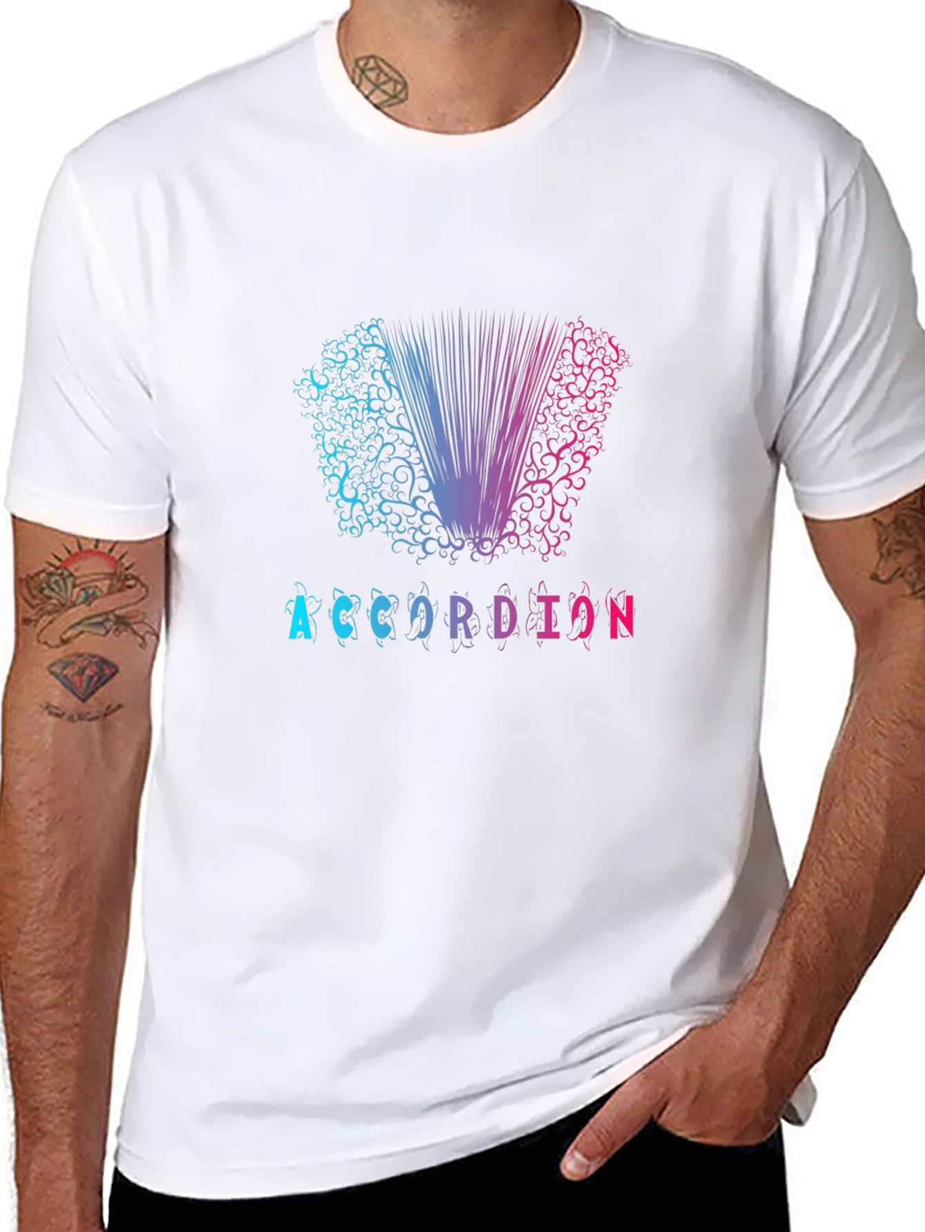 Accordion Graphic Print Black T-Shirt