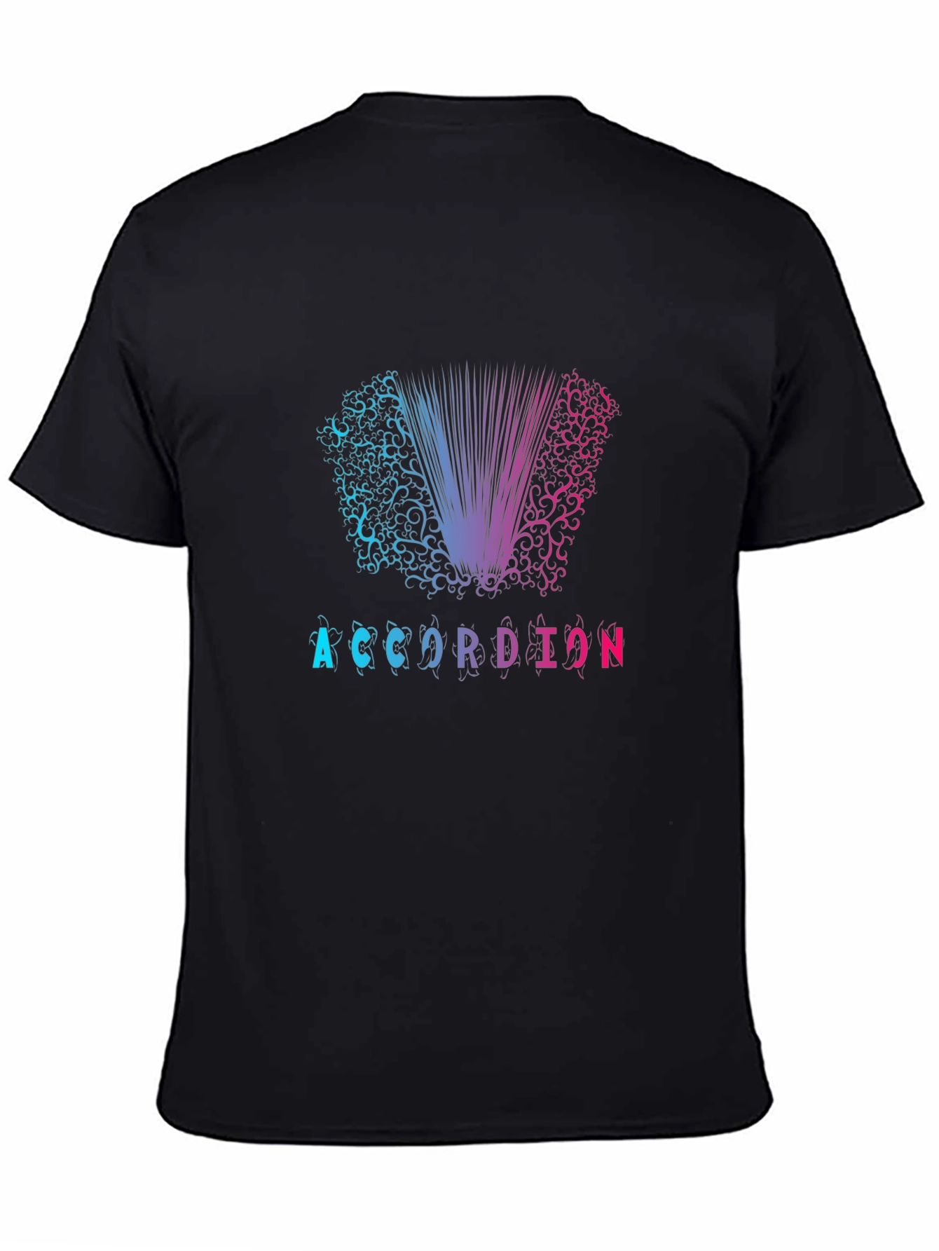 Accordion Graphic Print Black T-Shirt