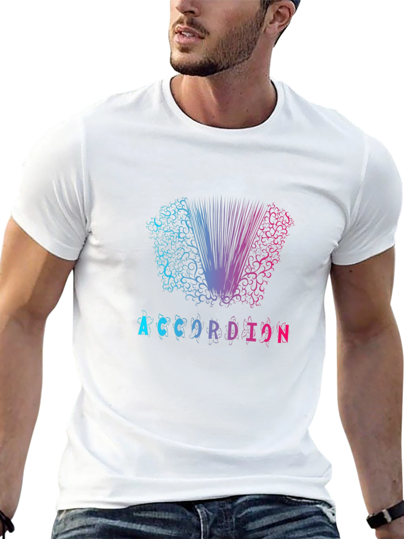Accordion Graphic Print Black T-Shirt