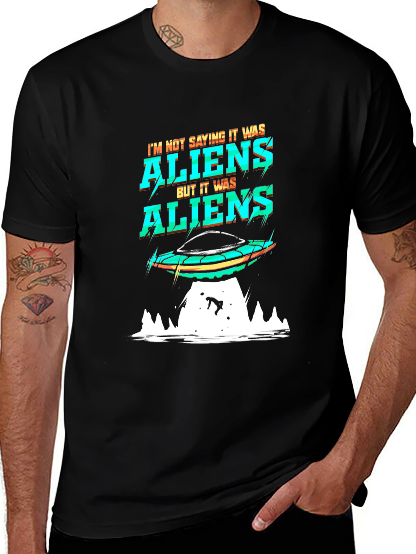 Aliens Graphic T-Shirt UFO Abduction Tee