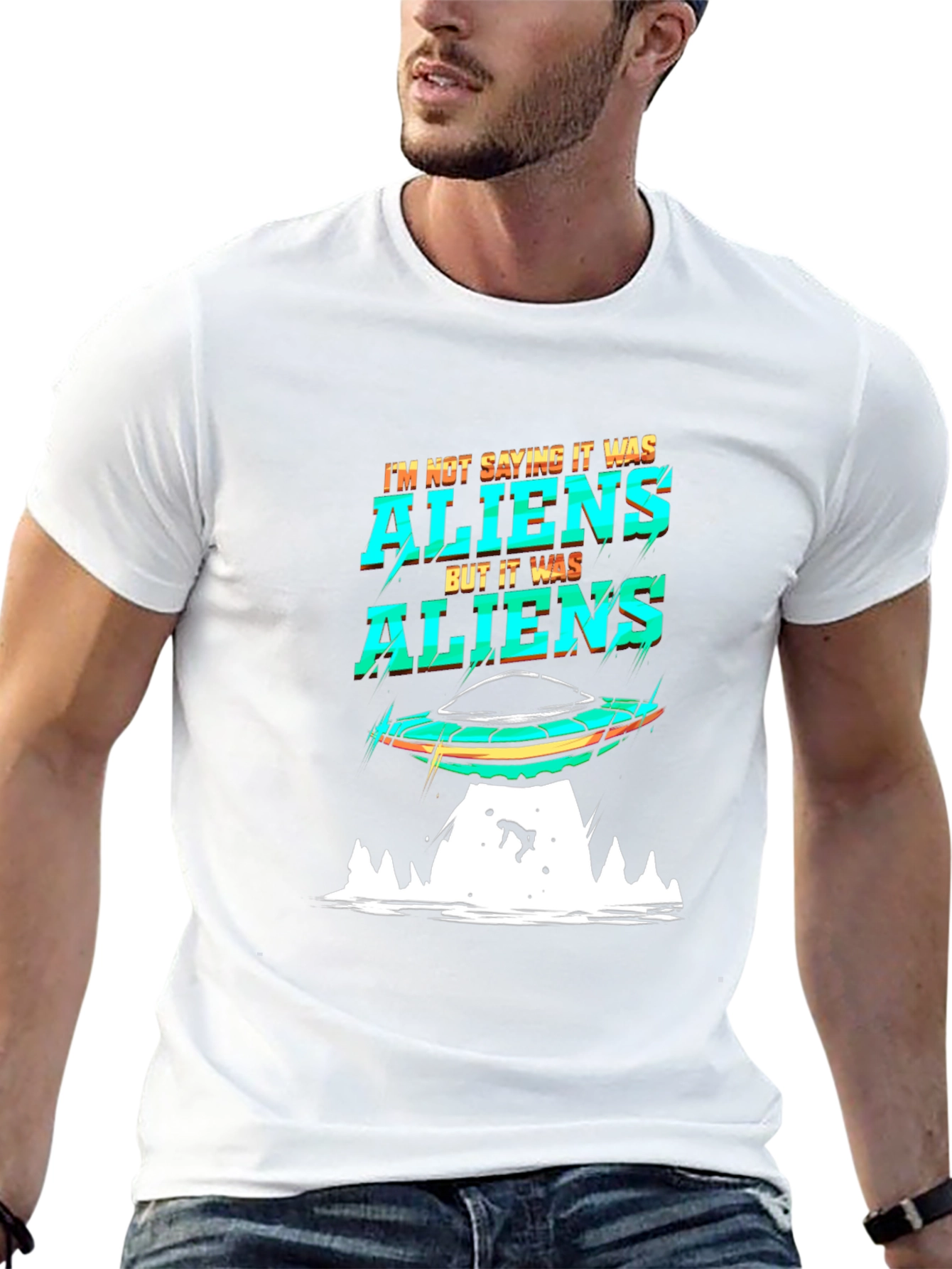 Aliens Graphic T-Shirt UFO Abduction Tee
