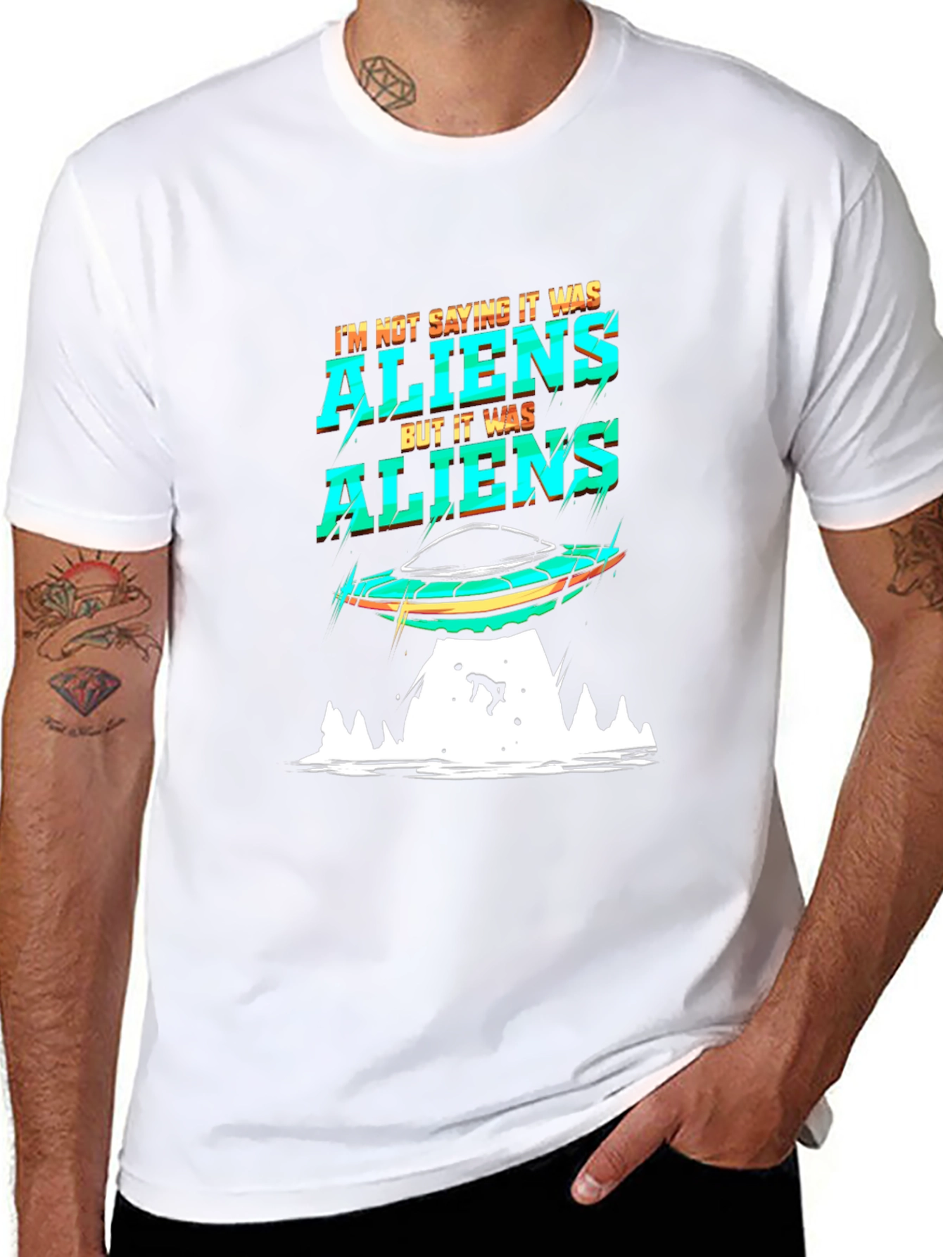 Aliens Graphic T-Shirt UFO Abduction Tee