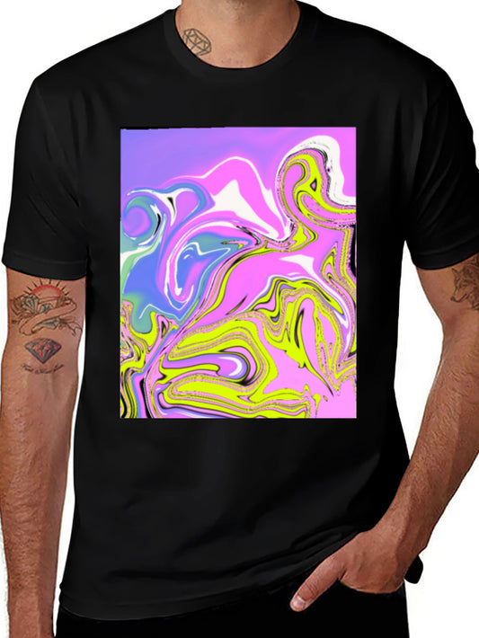Abstract Marble Art Print Black T-Shirt