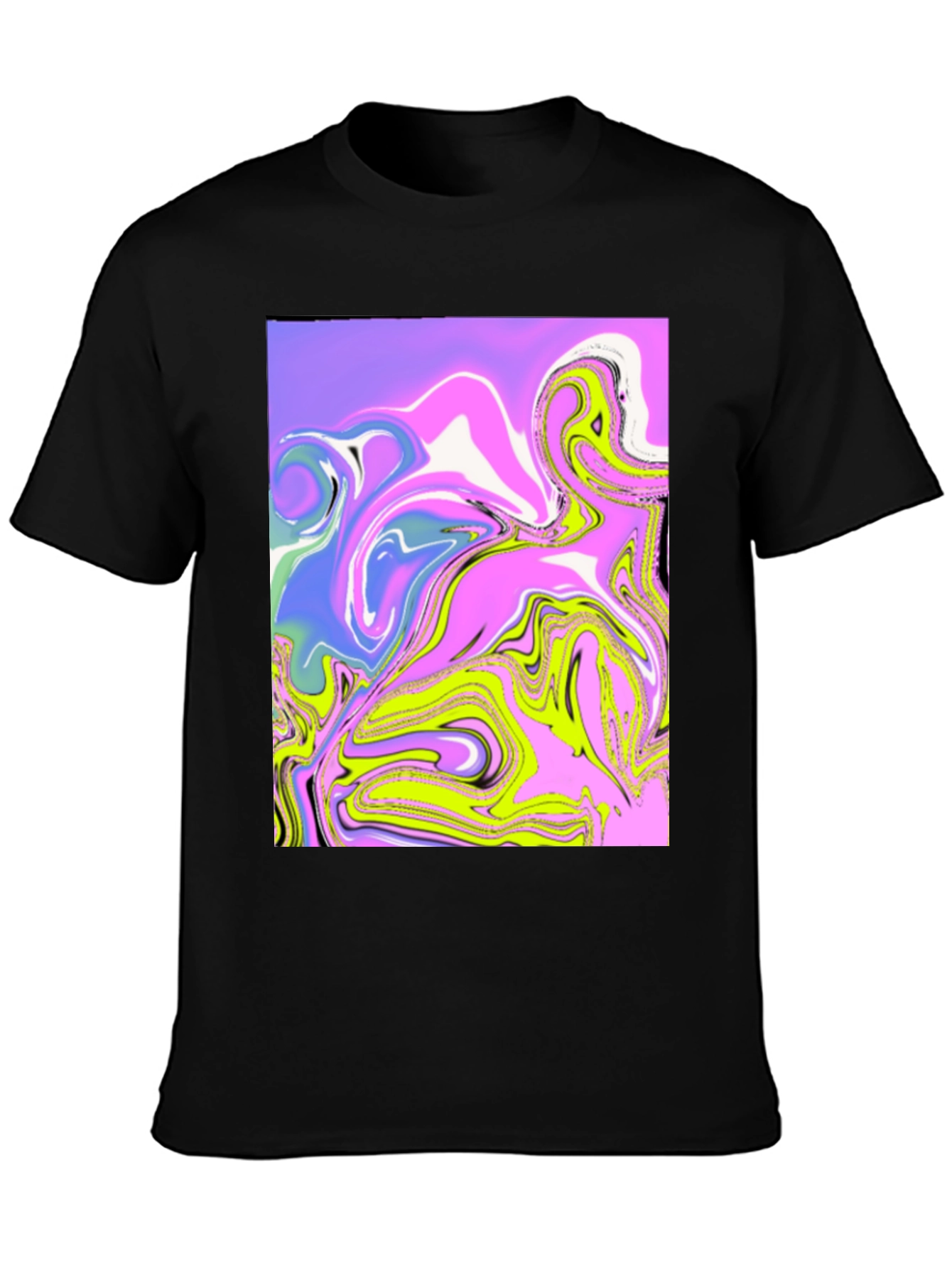 Abstract Marble Art Print Black T-Shirt