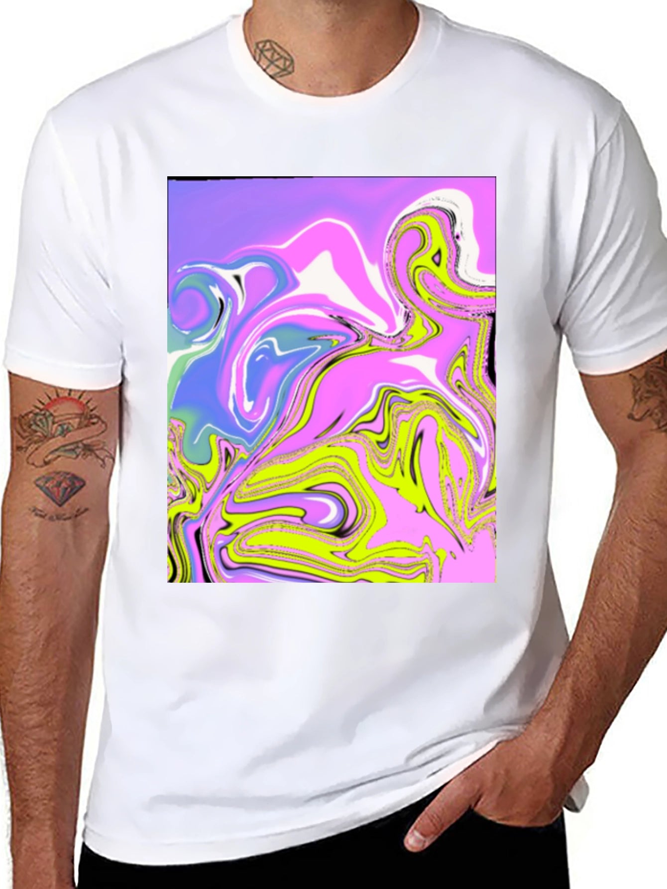Abstract Marble Art Print Black T-Shirt