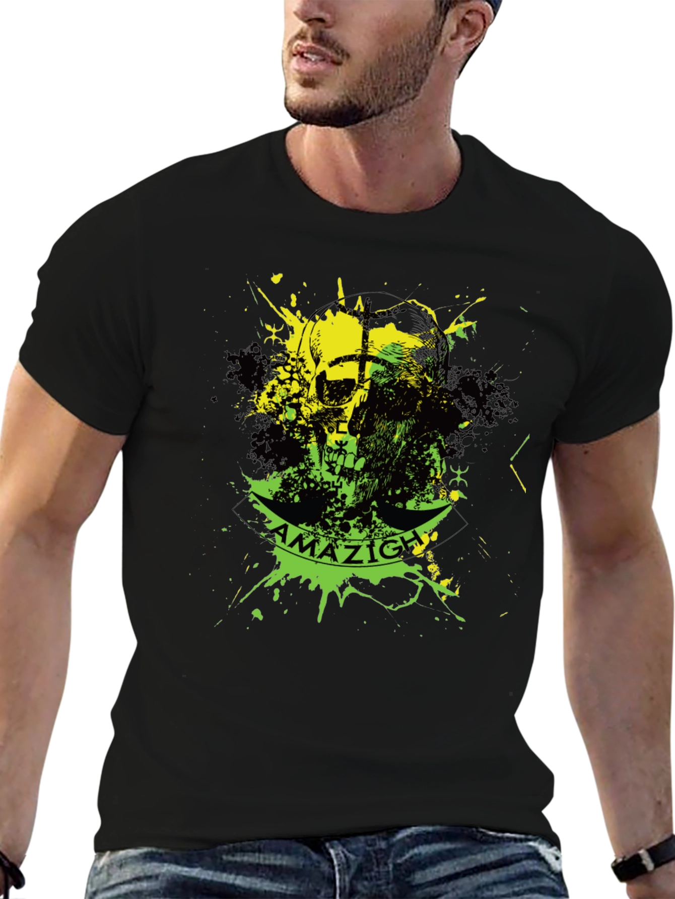 Amazigh Skull Graphic Black T-Shirt