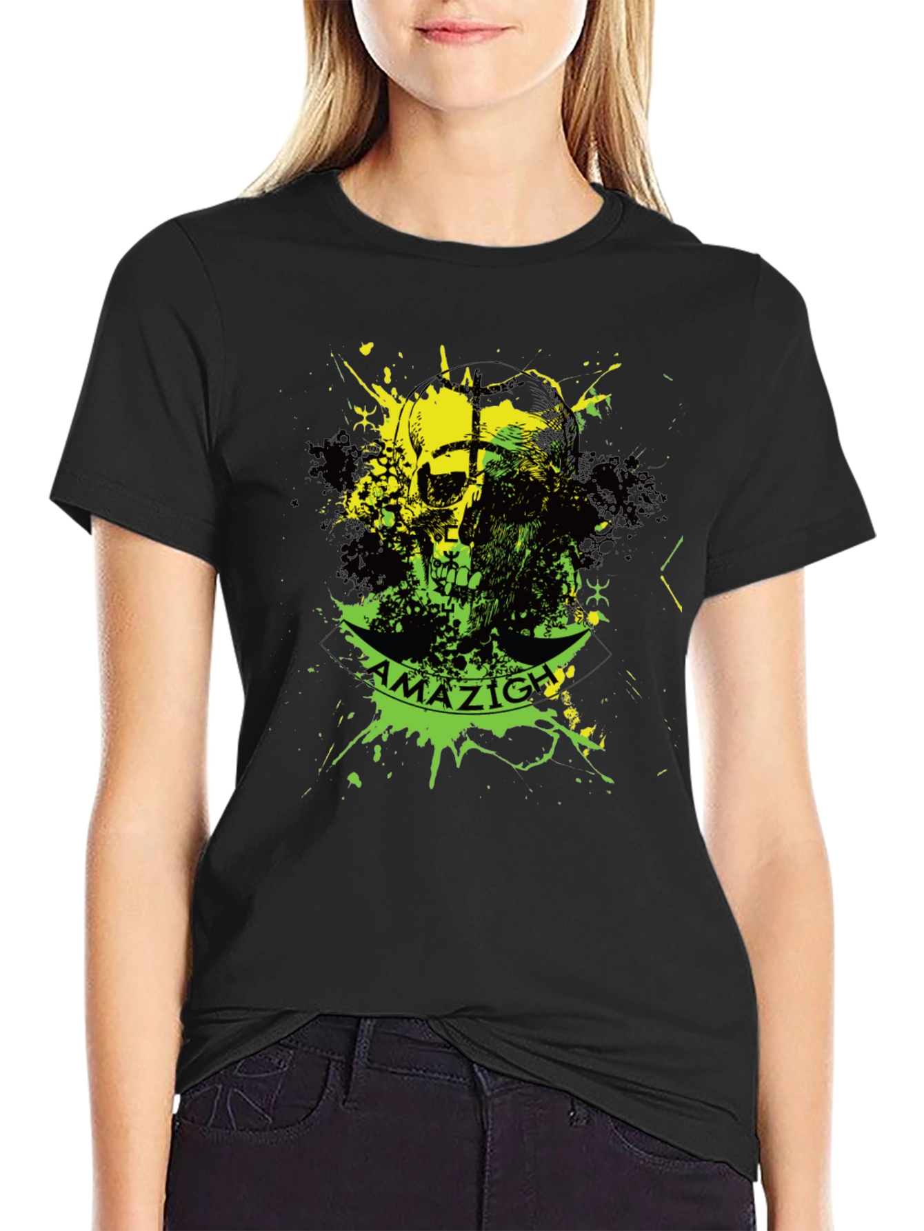 Amazigh Skull Graphic Black T-Shirt