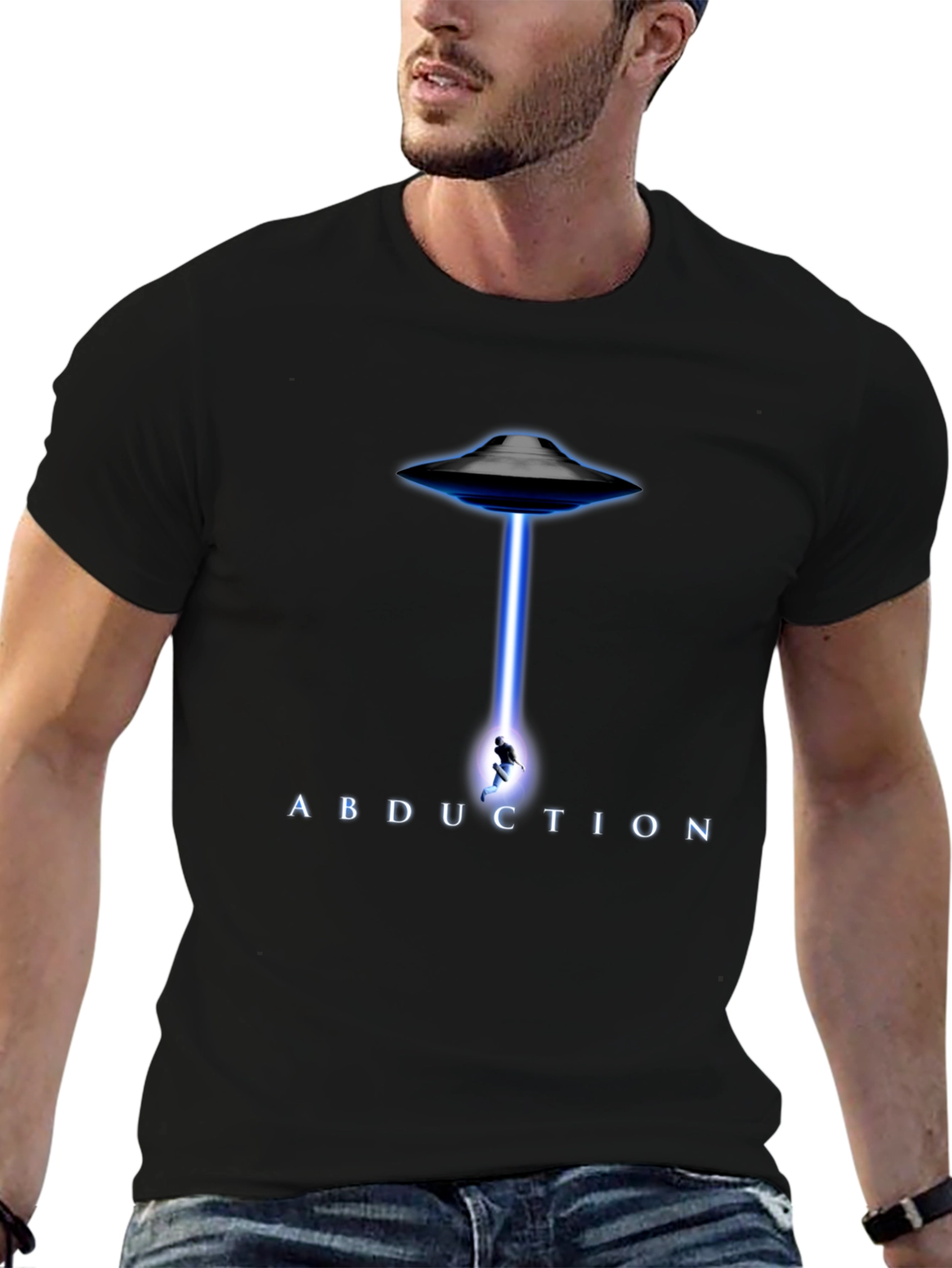 Abduction UFO Graphic T-Shirt - Black