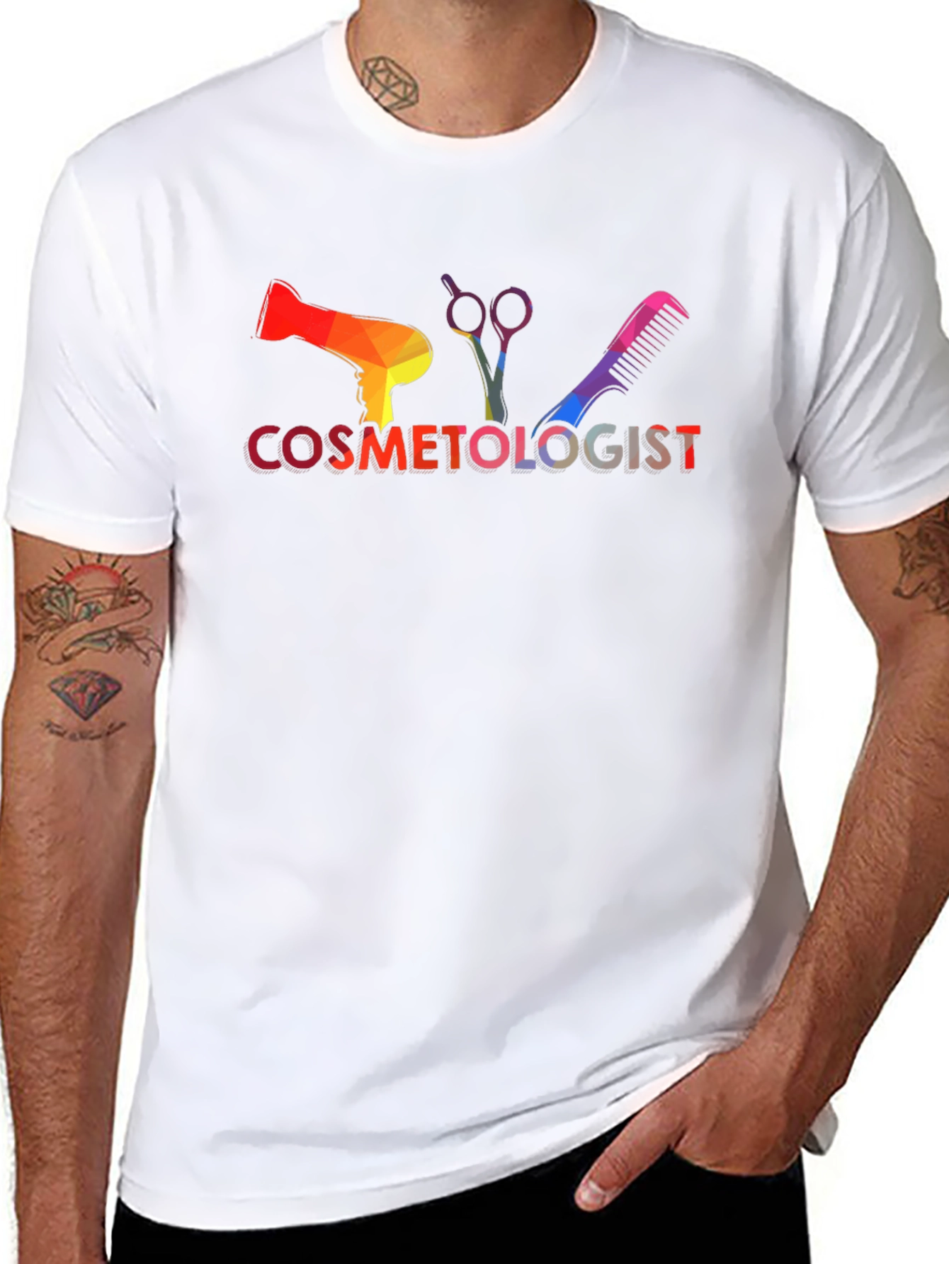 Cosmetologist Rainbow Graphic Tee