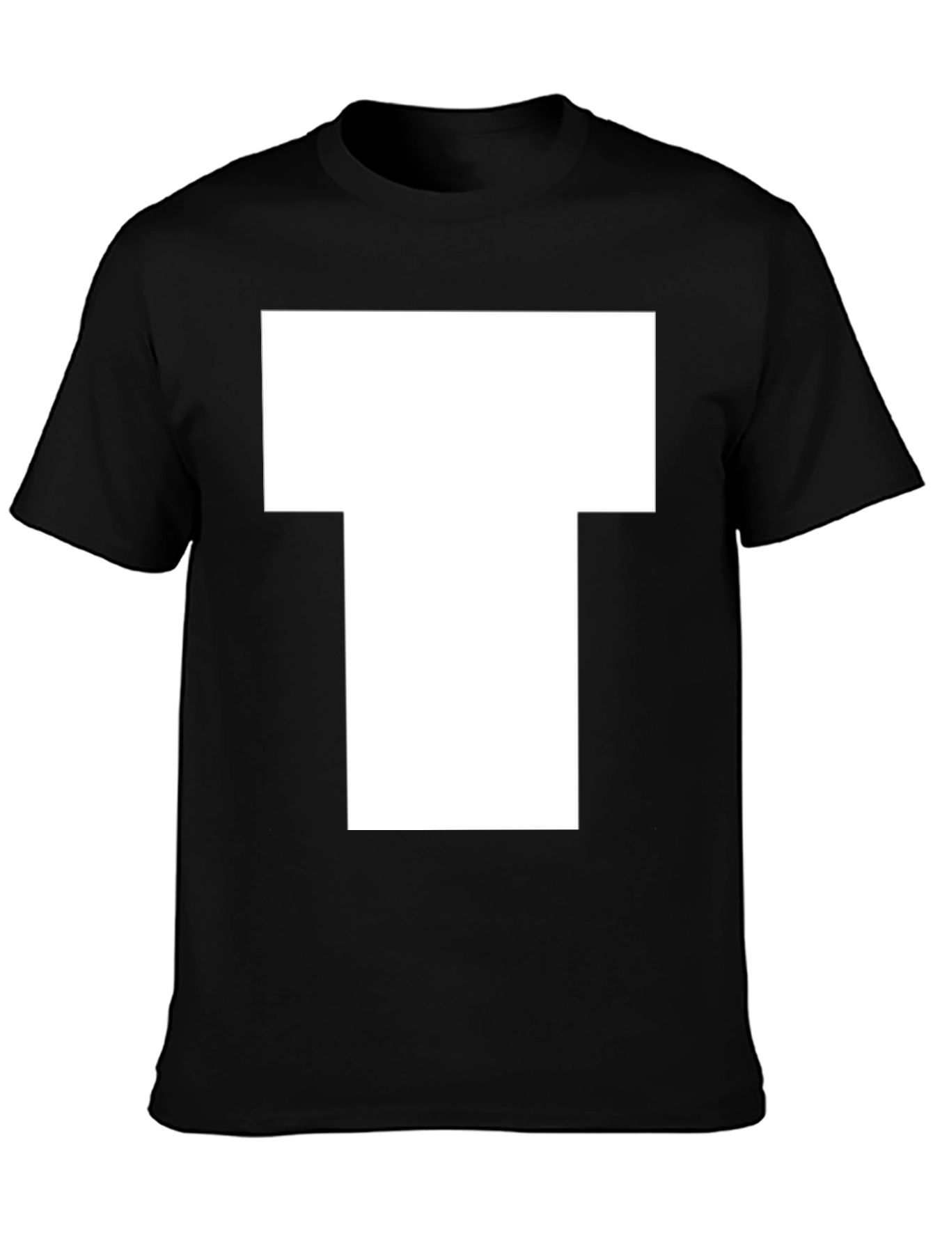 White Block T Graphic Black T-Shirt