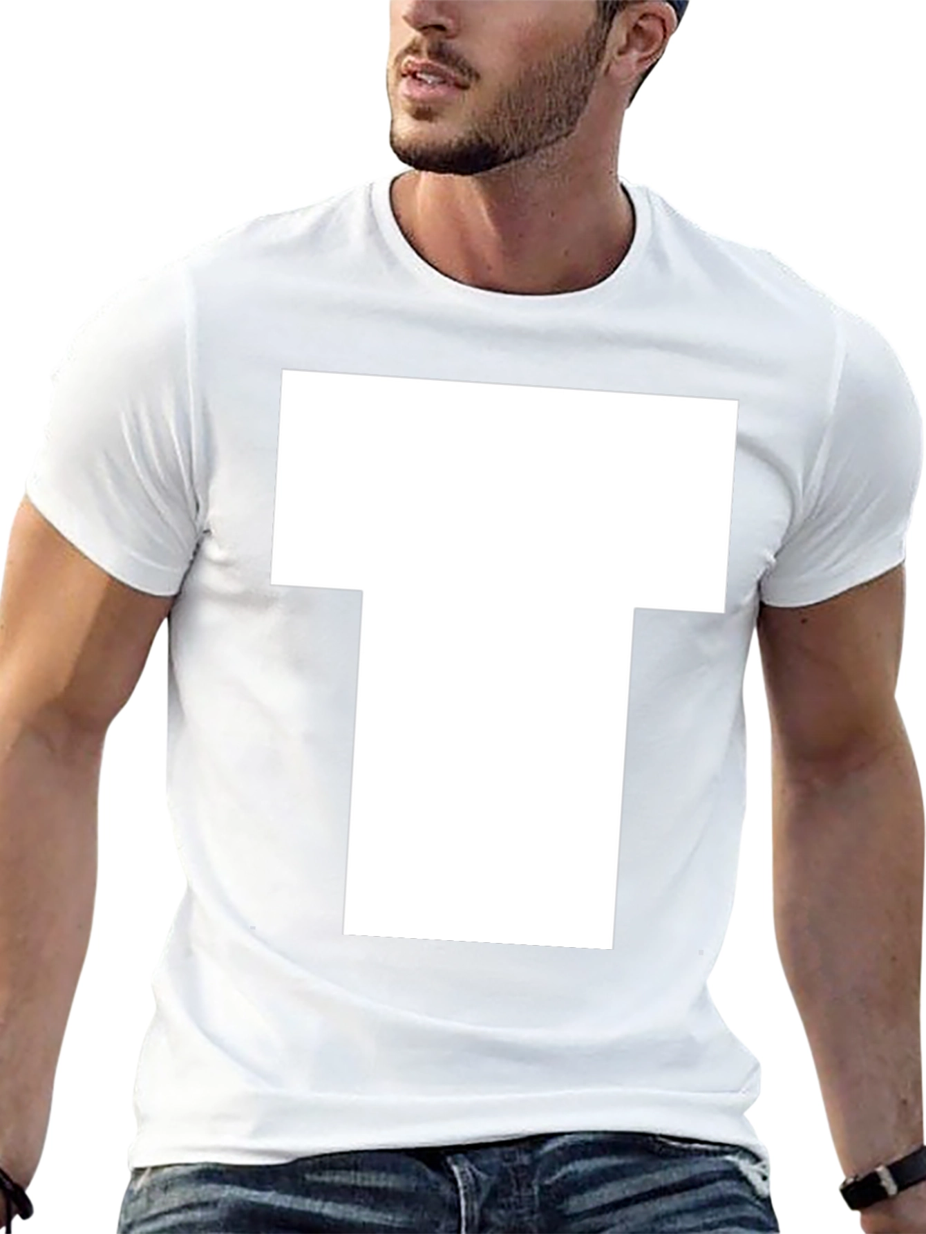 White Block T Graphic Black T-Shirt