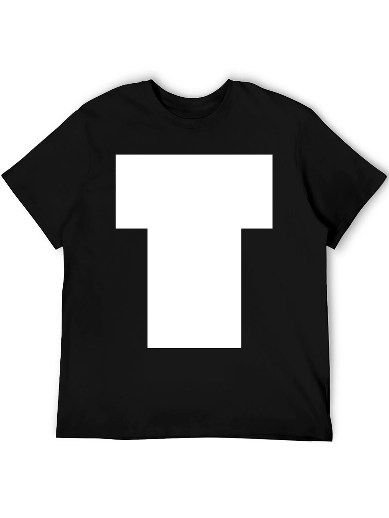 White Block T Graphic Black T-Shirt