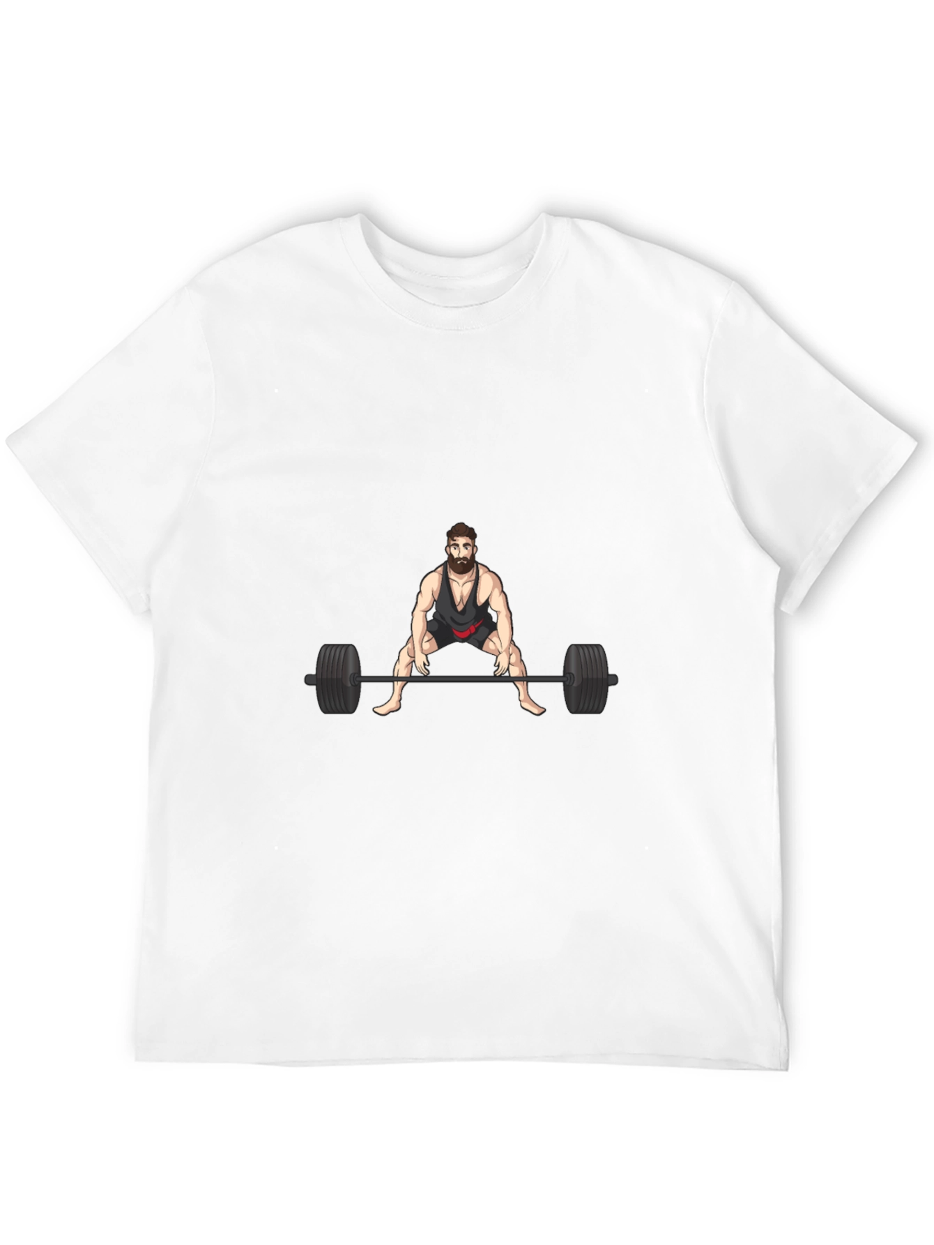 Weightlifter Cartoon Black T-Shirt