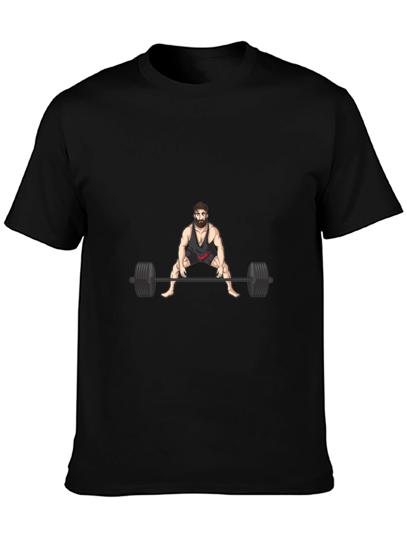 Weightlifter Cartoon Black T-Shirt