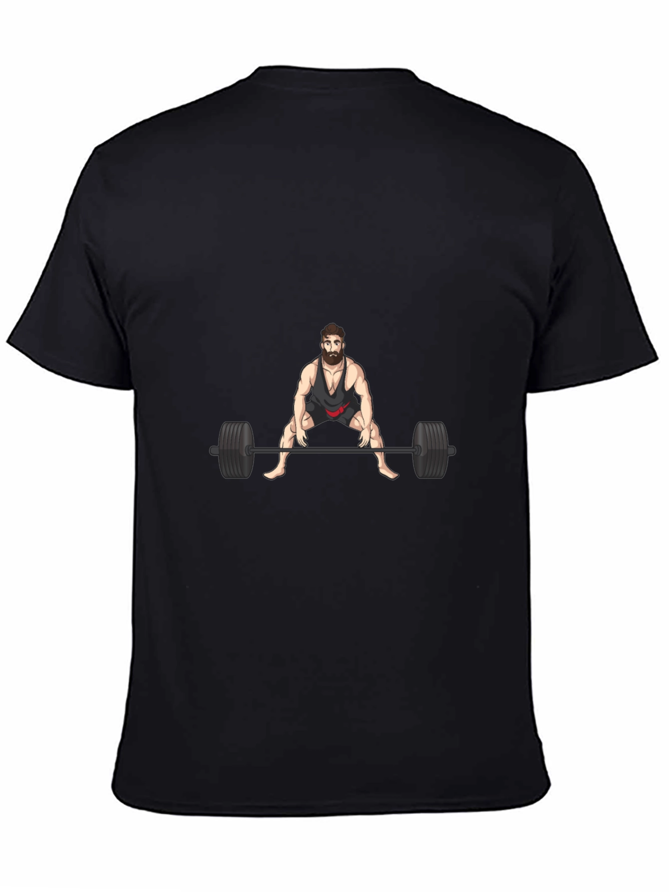 Weightlifter Cartoon Black T-Shirt