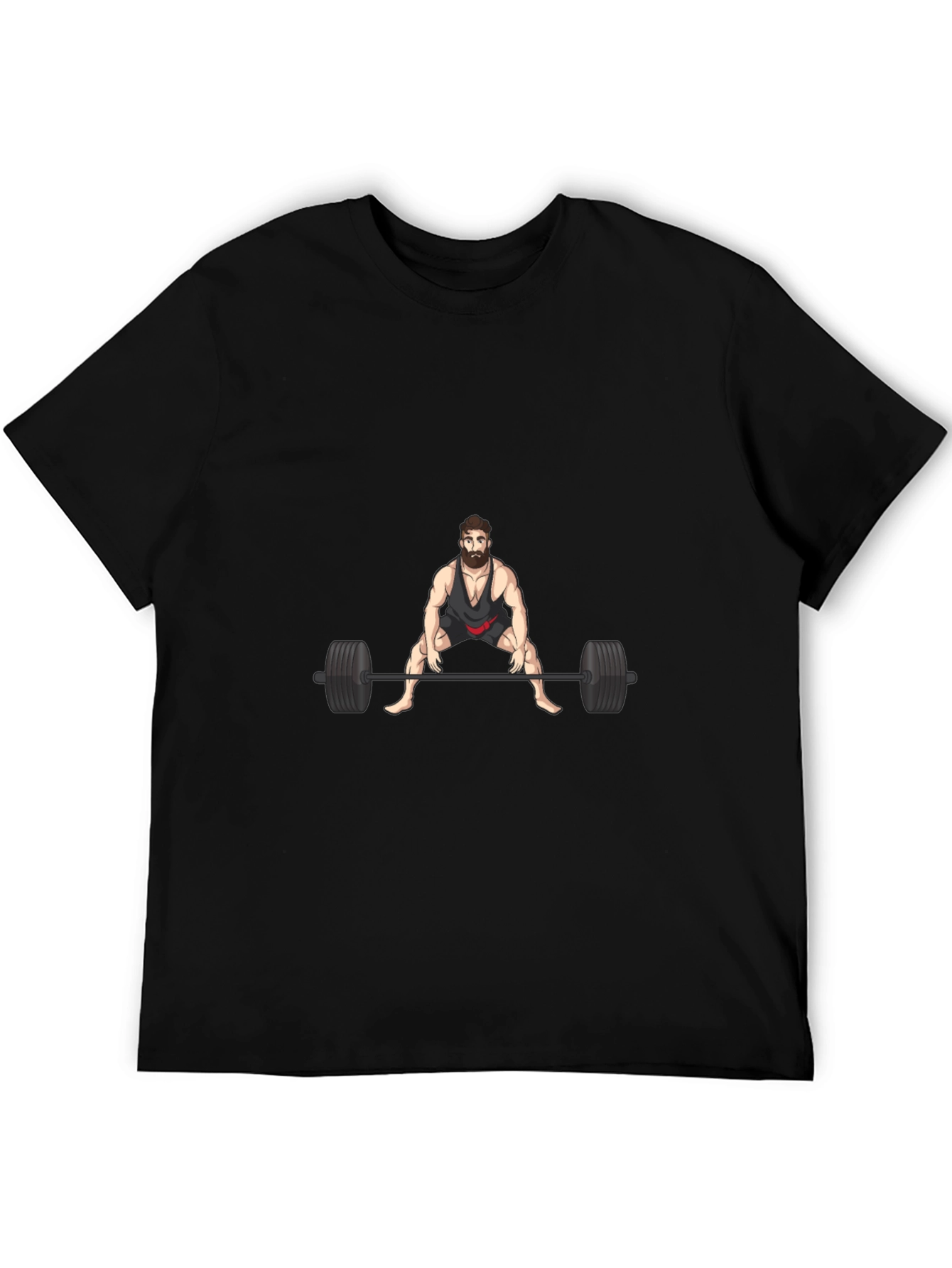 Weightlifter Cartoon Black T-Shirt