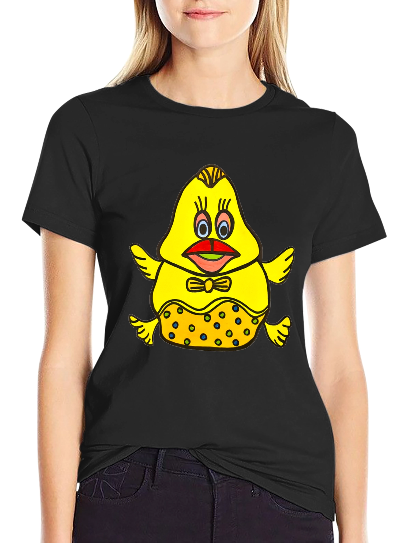 Cartoon Chick Graphic Tee - Unique and Fun!