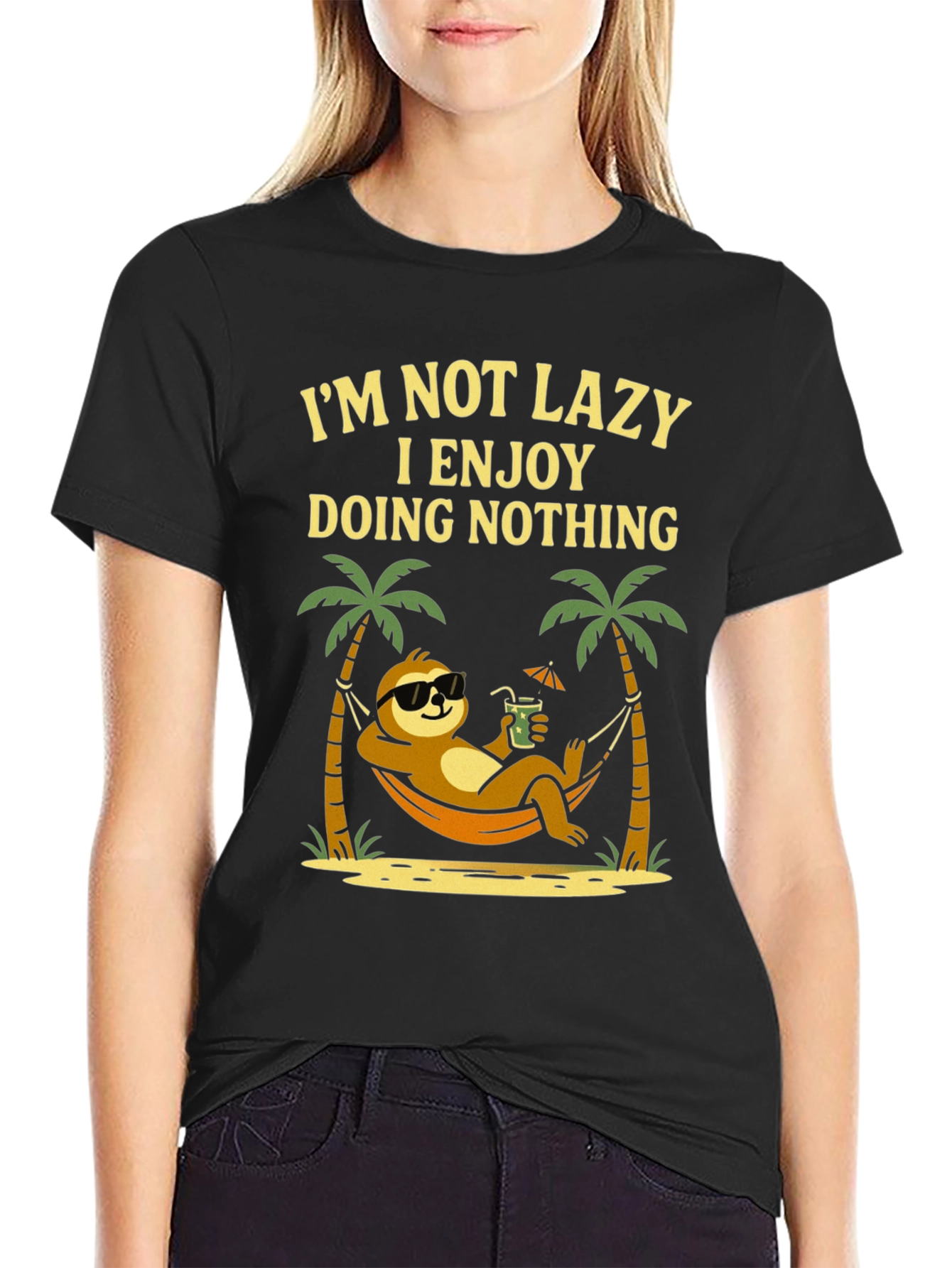 Lazy Sloth Beach T-Shirt - Enjoy Doing Nothing