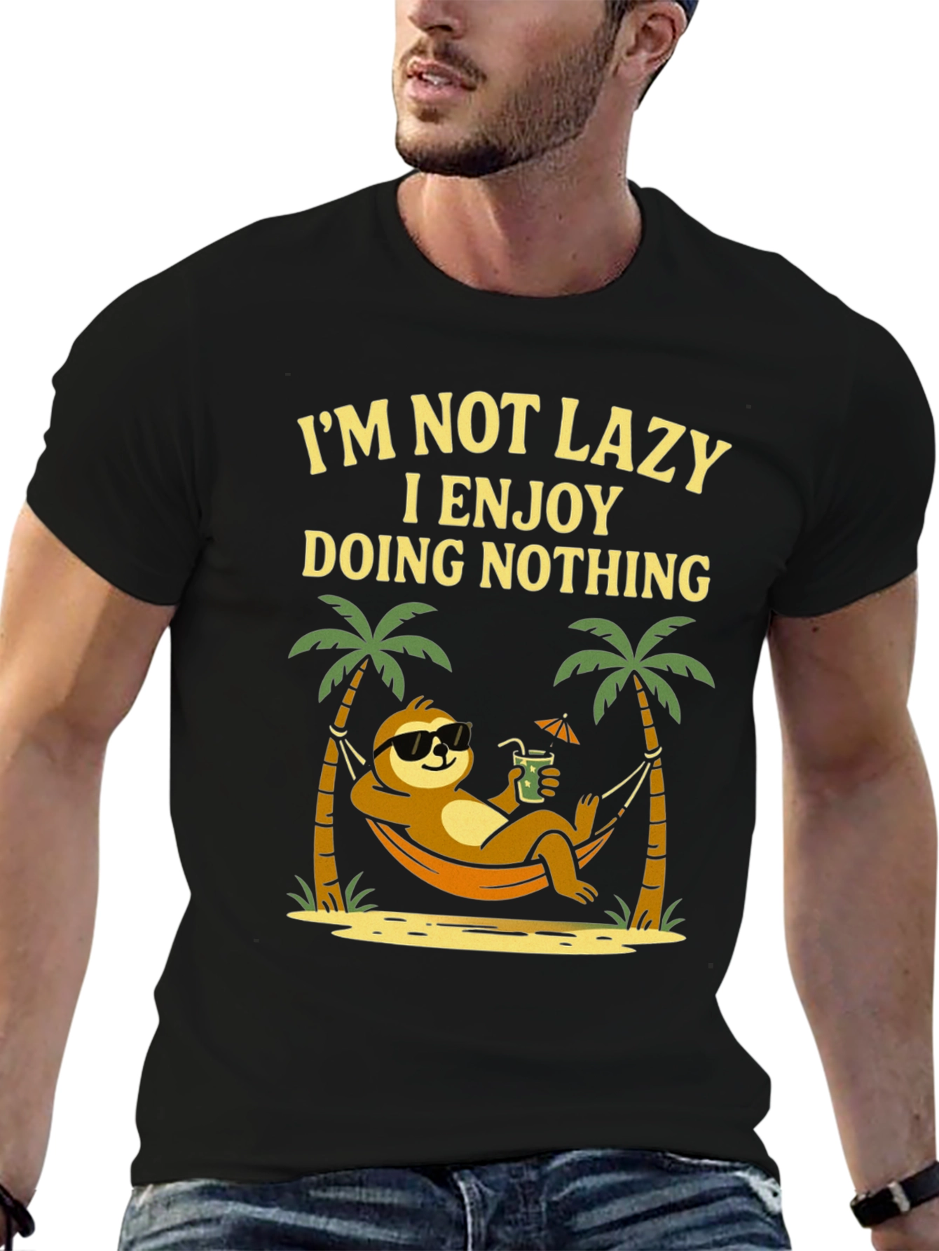 Lazy Sloth Beach T-Shirt - Enjoy Doing Nothing