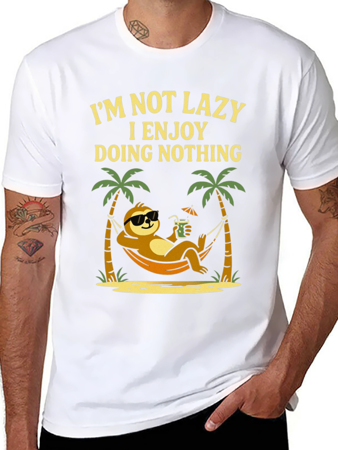 Lazy Sloth Beach T-Shirt - Enjoy Doing Nothing