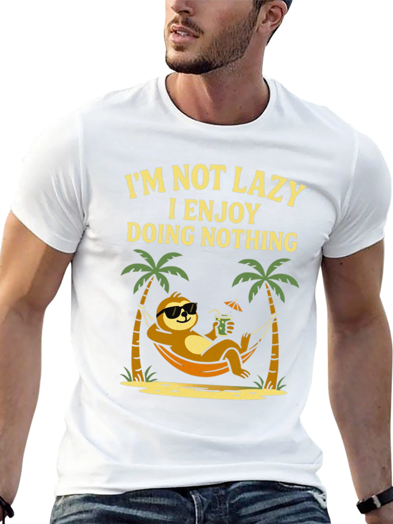 Lazy Sloth Beach T-Shirt - Enjoy Doing Nothing