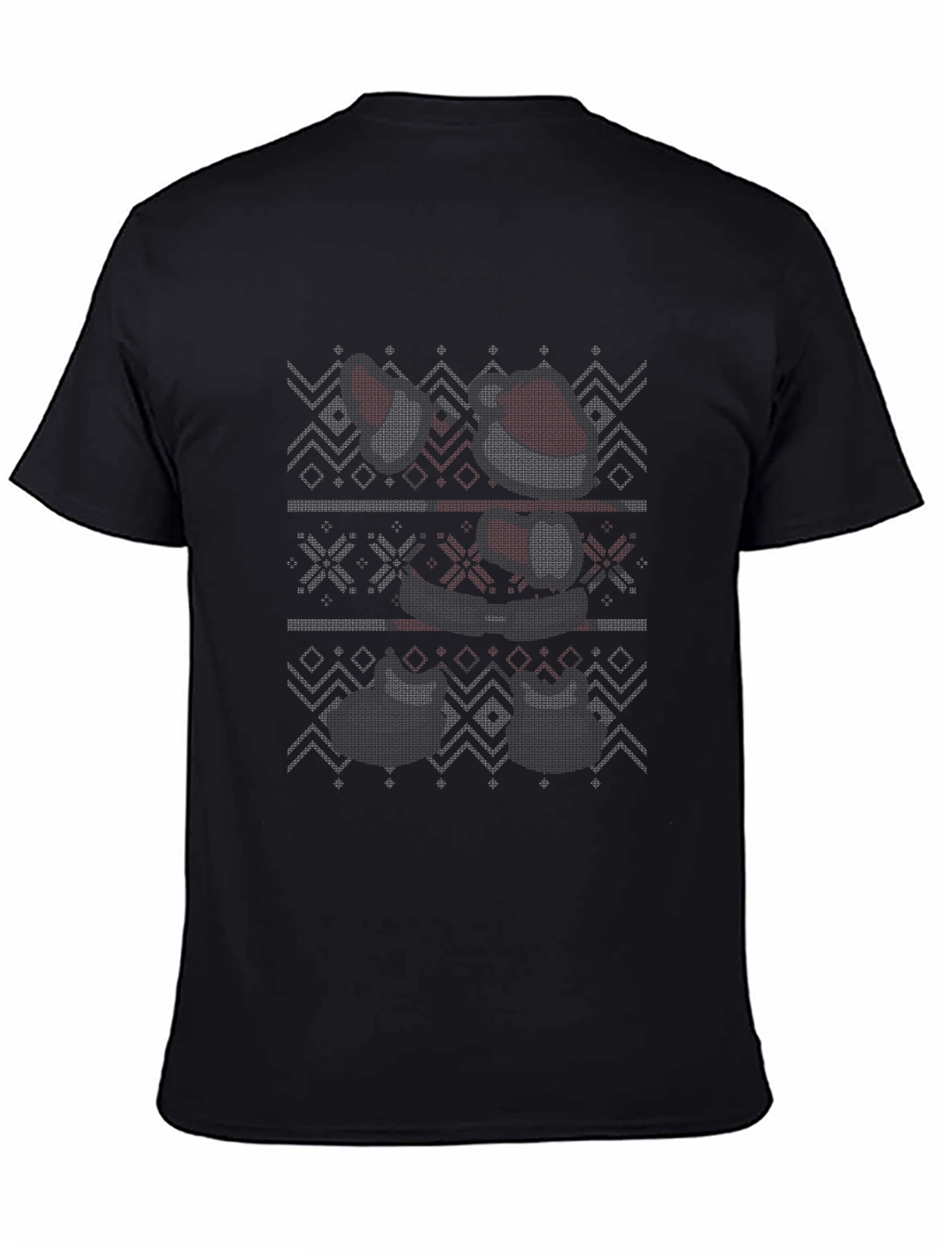 Santa Ugly Christmas Sweater Style Black T-Shirt