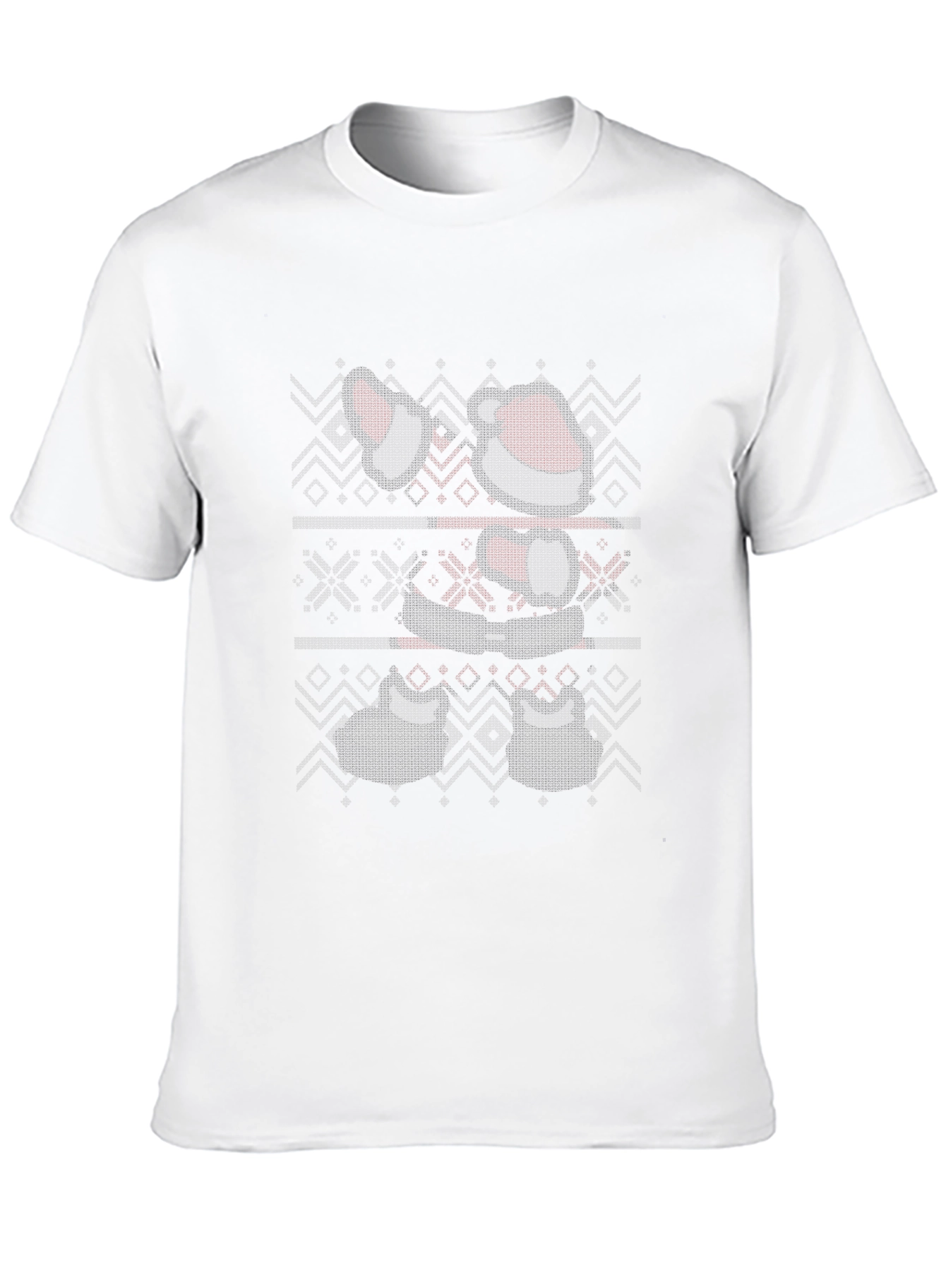 Santa Ugly Christmas Sweater Style Black T-Shirt